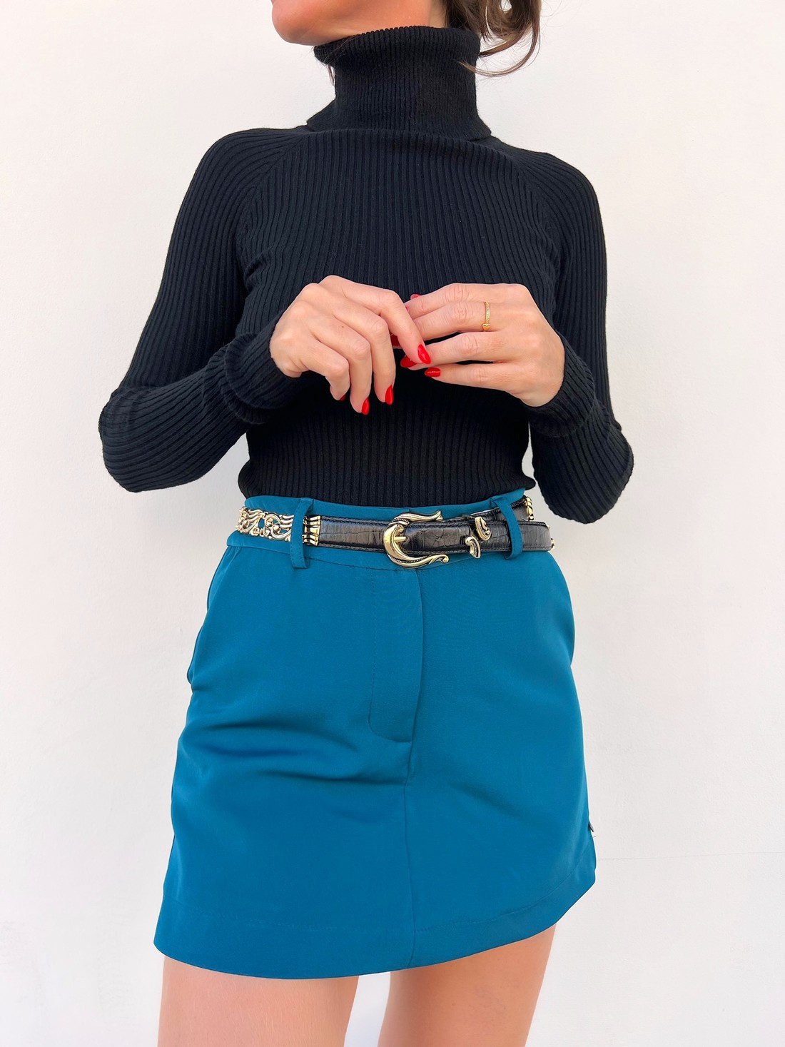 Shorts Saia Feminino Azul Petróleo Cora - Mni Moni