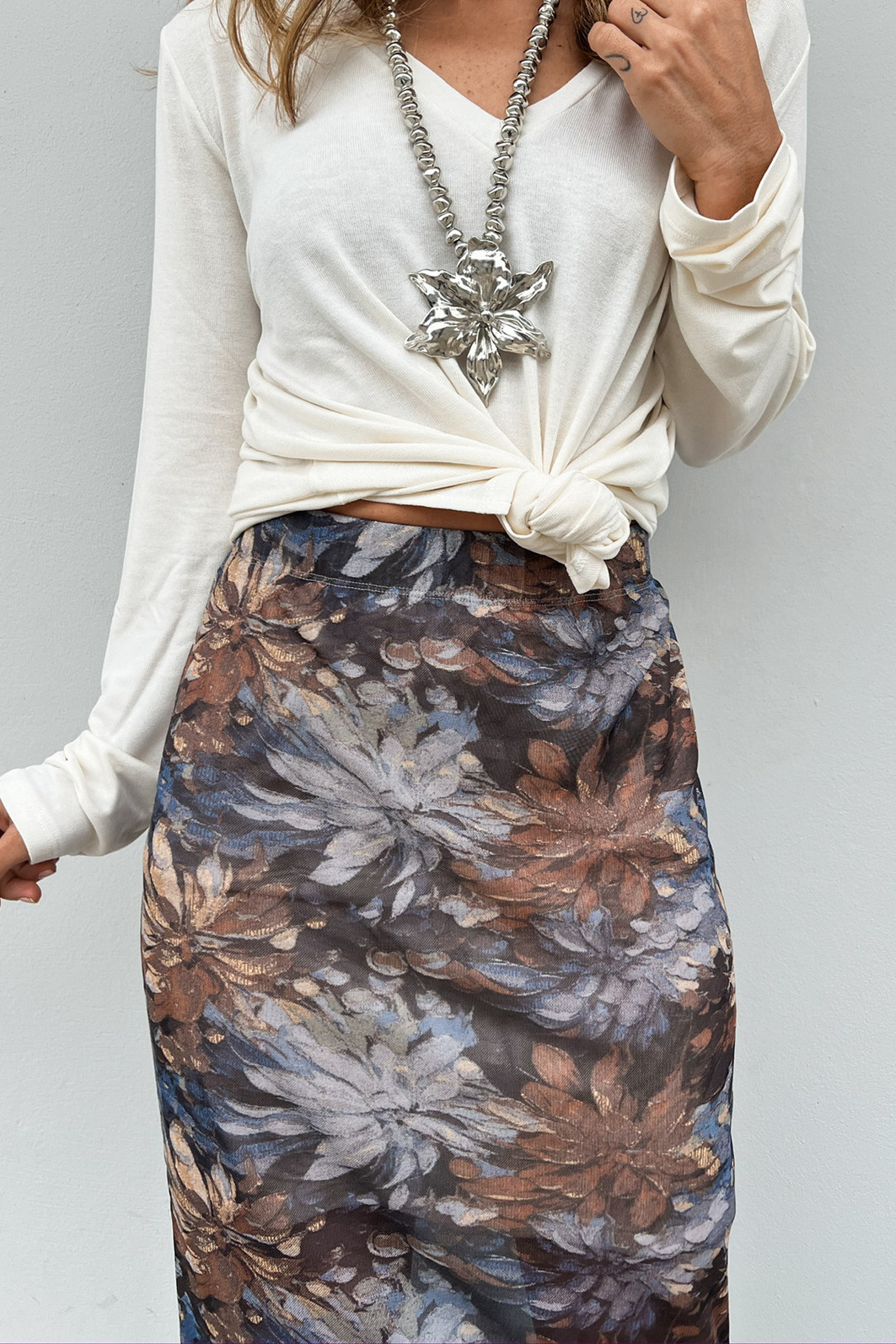 Saia Midi de Tule Floral - Mini Moni