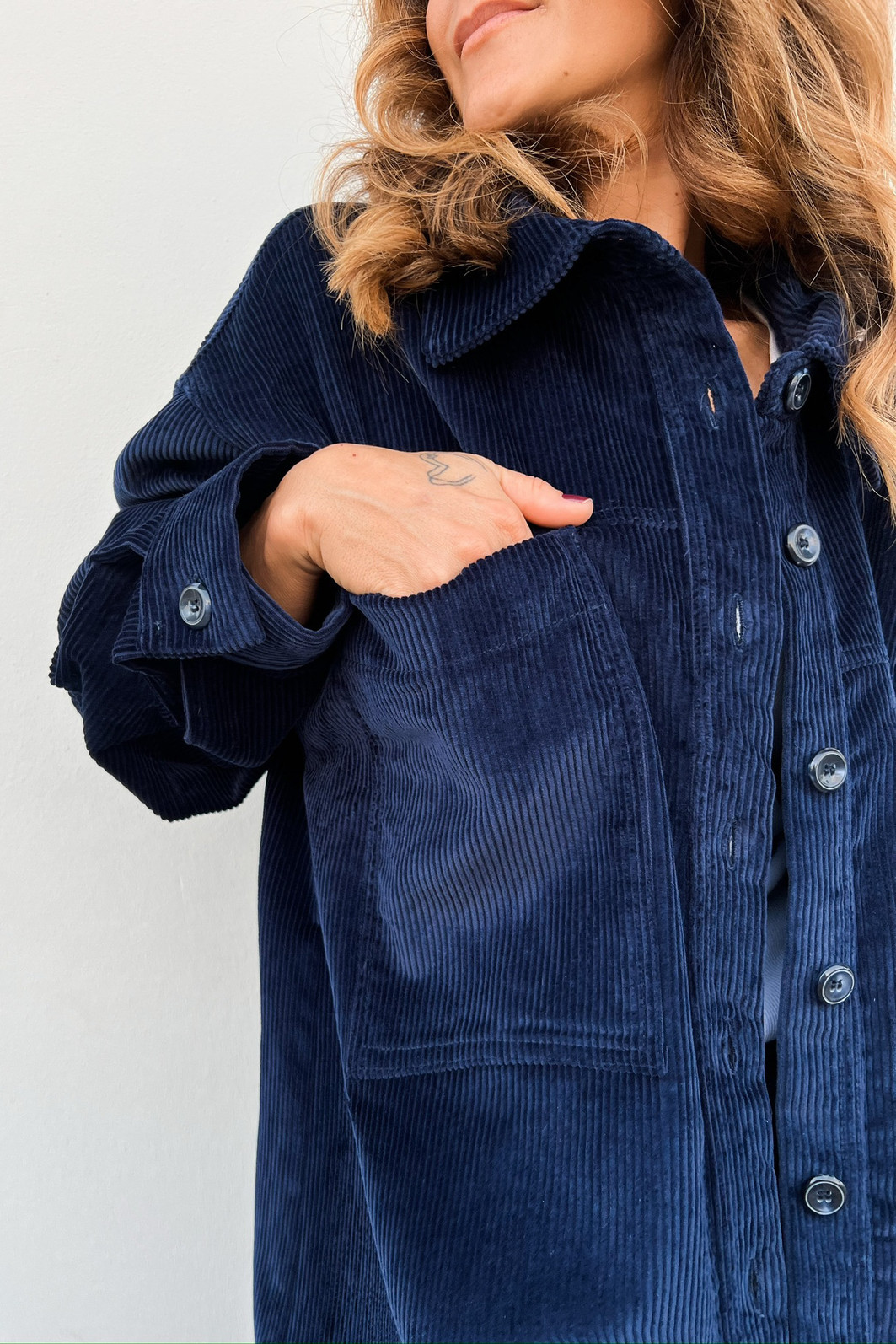 Maxi Camisa Cotelê Georgia Azul Marinho – Mini Moni