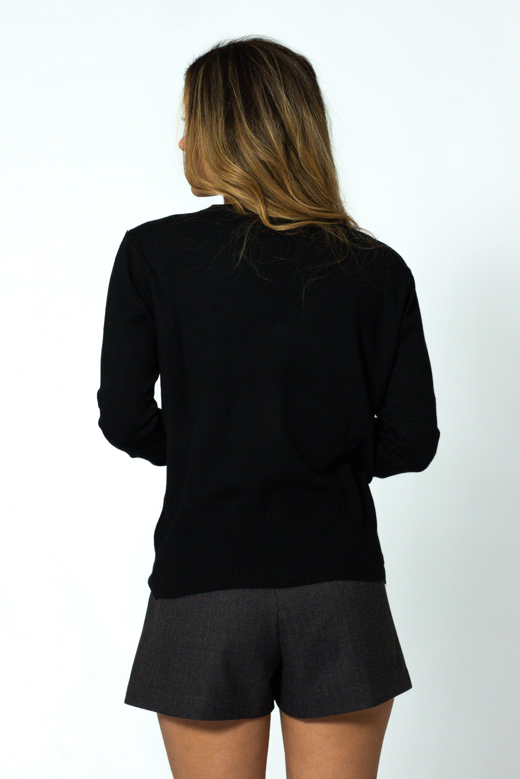 Shorts Saia Risca de Giz Chumbo Fabrícia - Mini Moni Shorts Saia Risca de Giz Chumbo Fabrícia - Mini Moni