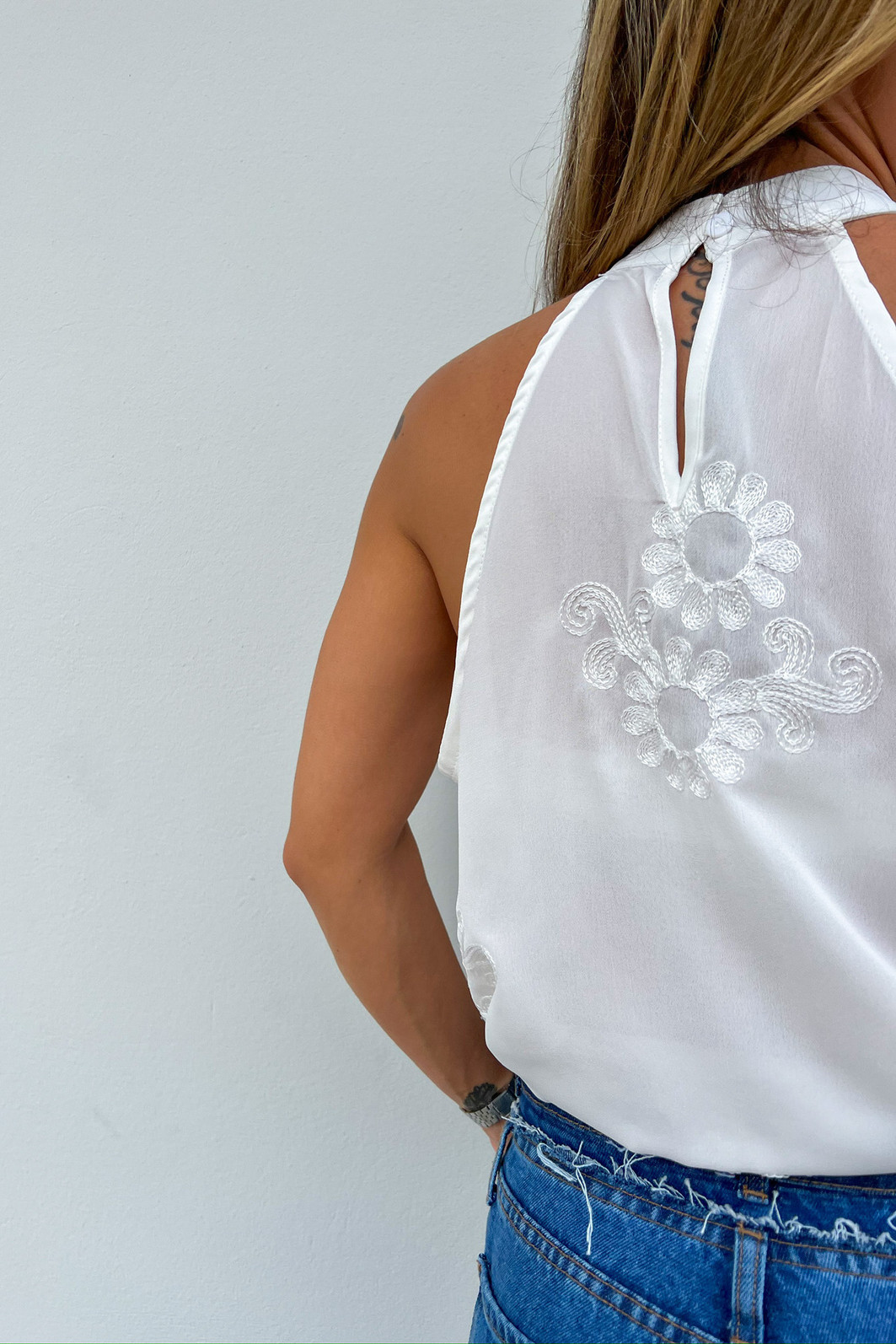 Blusa Nadador Bordada Branca Aurora - Mini Moni Blusa Nadador Bordada Branca Aurora - Mini Moni