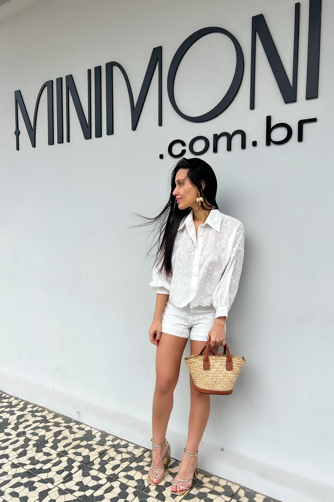 Shorts Laise Branco Morgana - MiniMoni Shorts Laise Branco Morgana - MiniMoni