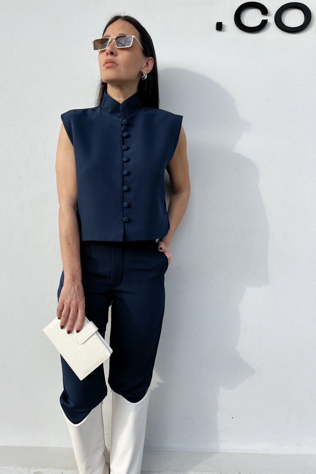 Calça Alfaiataria Azul Marinho Isadora - MiniMoni