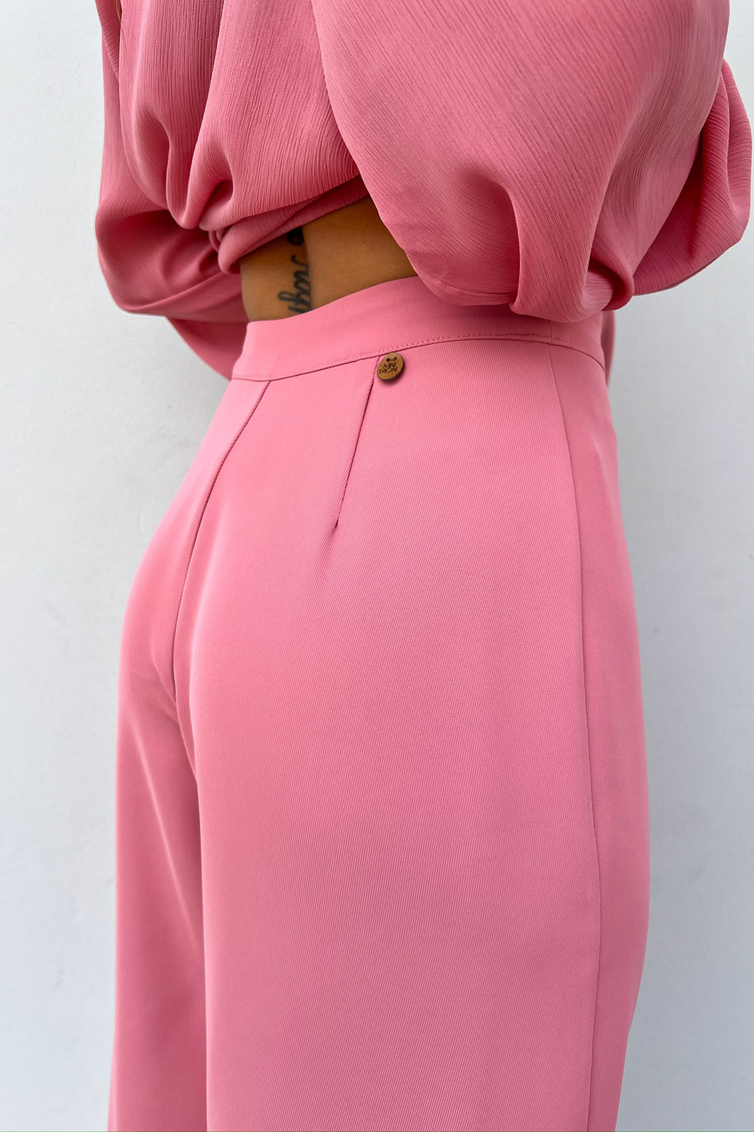 Calça de Alfaiataria Pantalona Lorena Rosa - Mini Moni