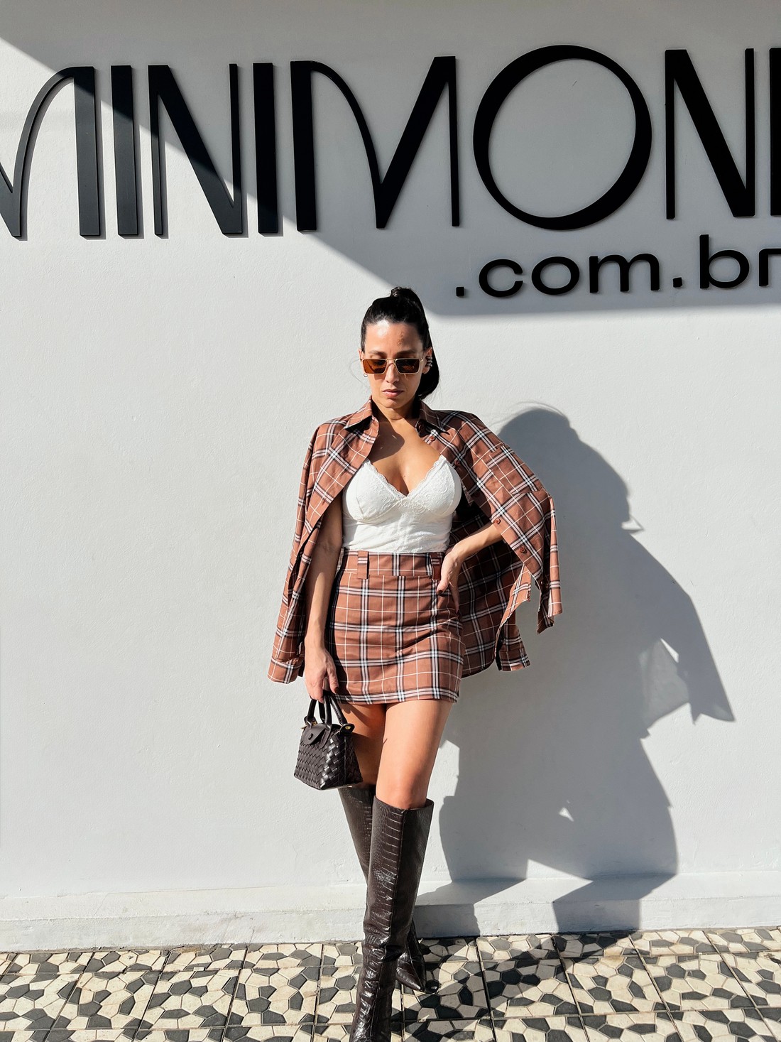 Shorts Saia Xadrez  Burberry Sienna - MiniMoni