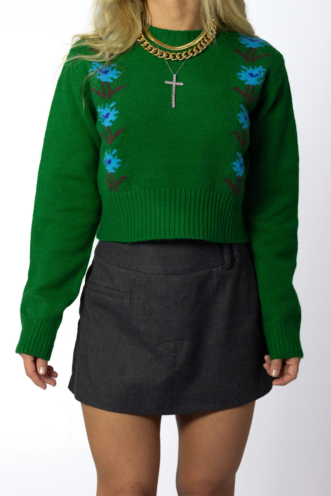 Tricô Manga Longa Verde Jardim - Mini Moni Tricô Manga Longa Verde Jardim - Mini Moni