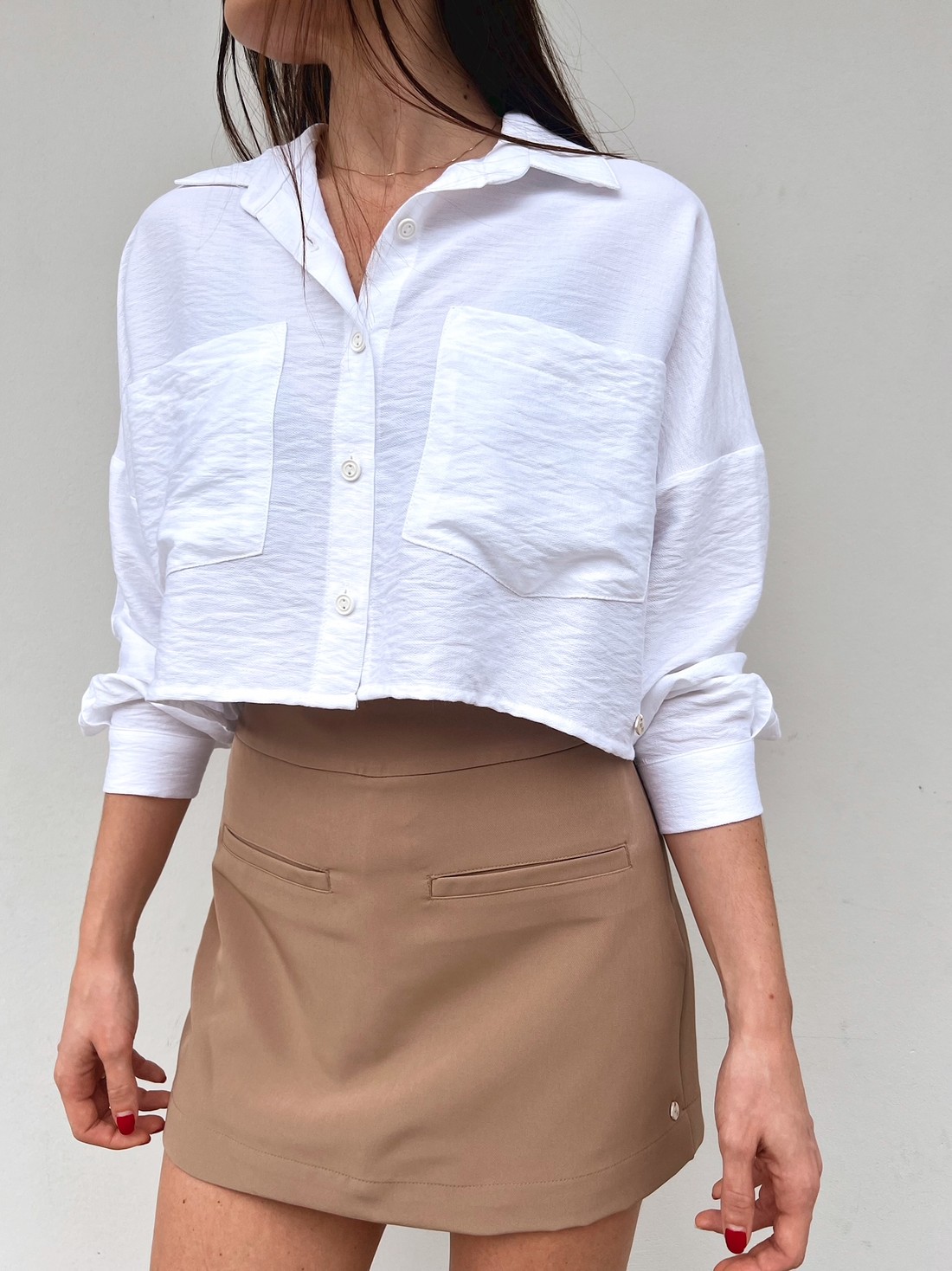 Shorts Saia Feminino Bege Thaiana - Mini Moni