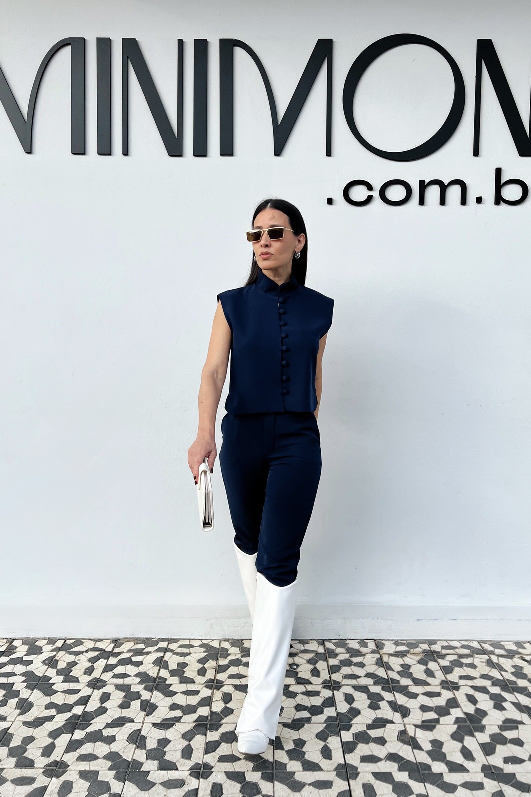 Calça Alfaiataria Azul Marinho Isadora - MiniMoni