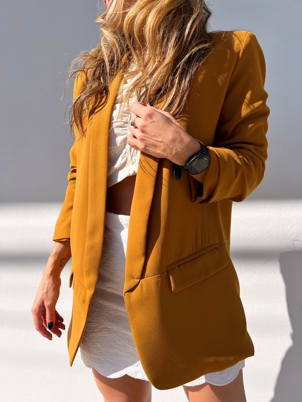 Blazer Alfaiataria Forrado Lilian Manga 7/8 Carvalho