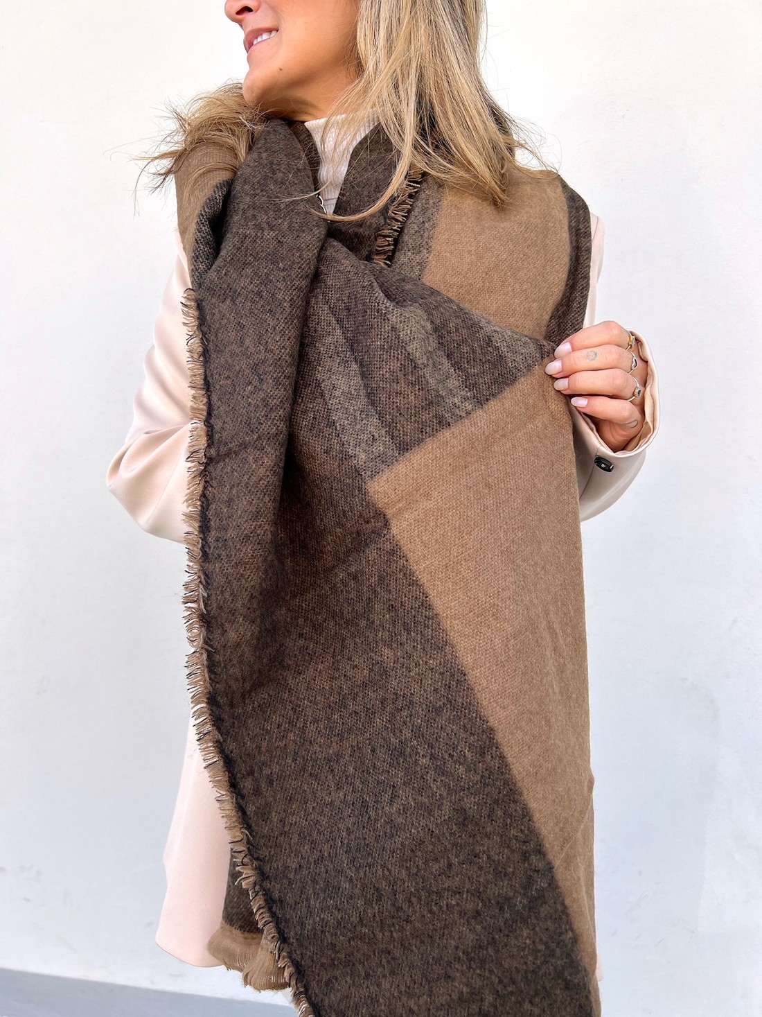 Cachecol Xadrez Marrom Marmorizado