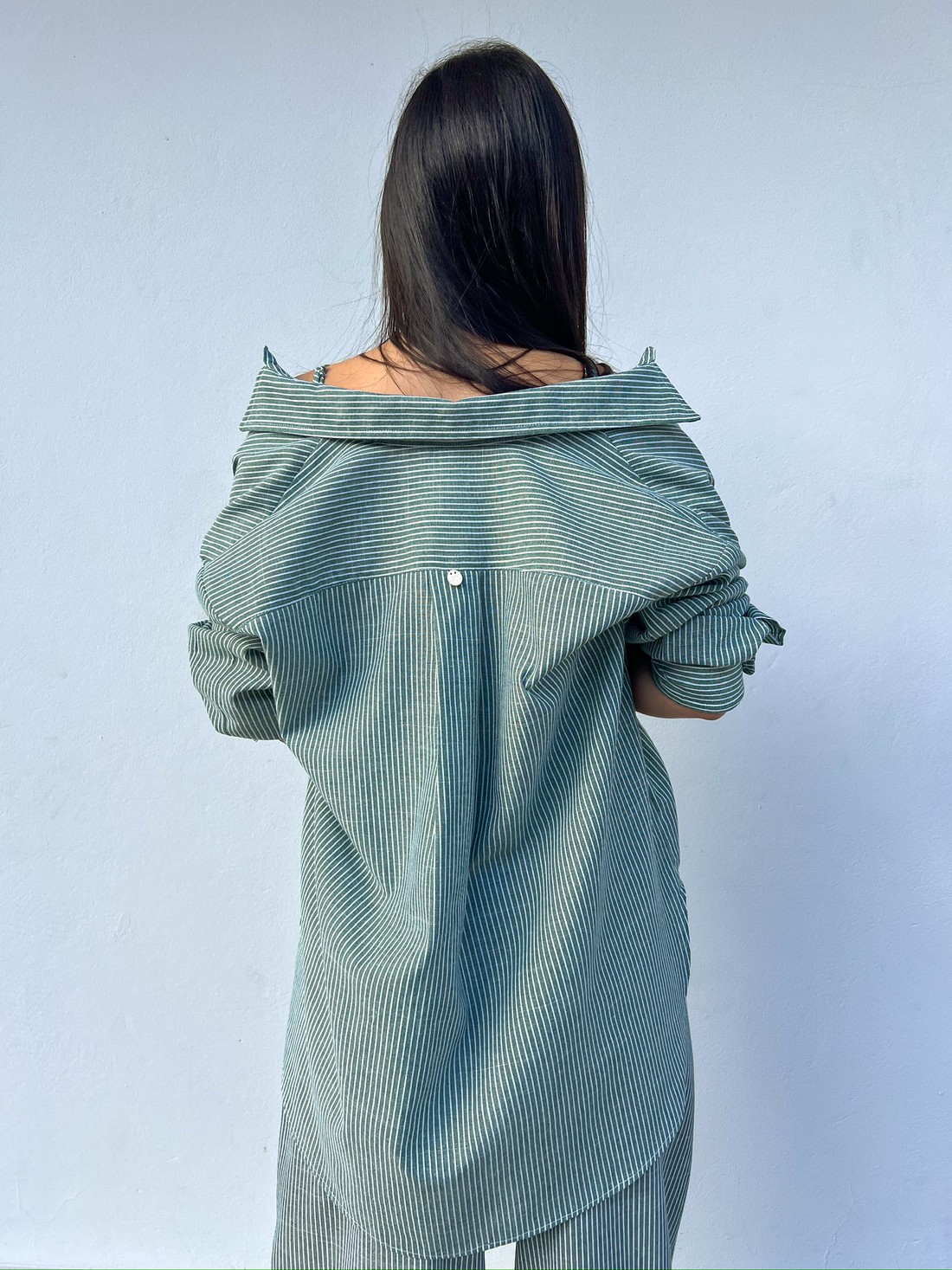 Camisa de Listras Verde Camille - MiniMoni