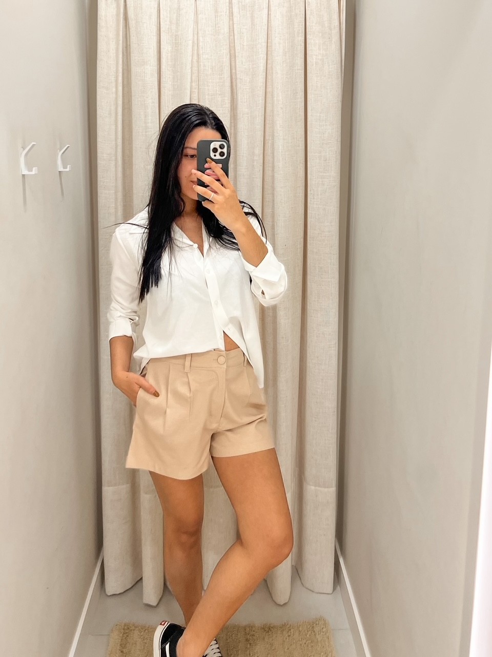 Short De Linho Feminino Bege Sofia - Mini Moni