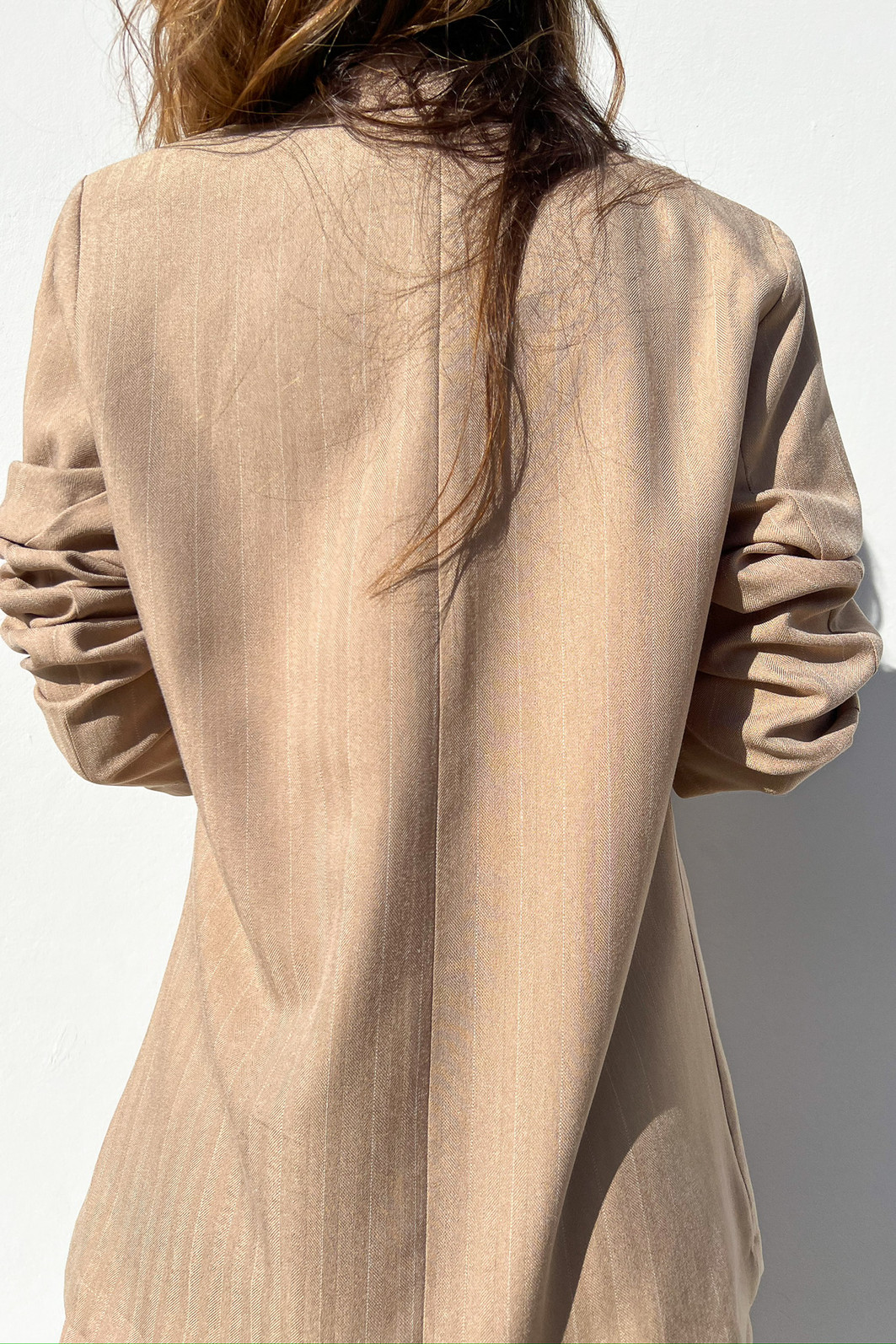 Maxi Blazer Listrado Castanha Tonton - Mini Moni Maxi Blazer Listrado Castanha Tonton - Mini Moni