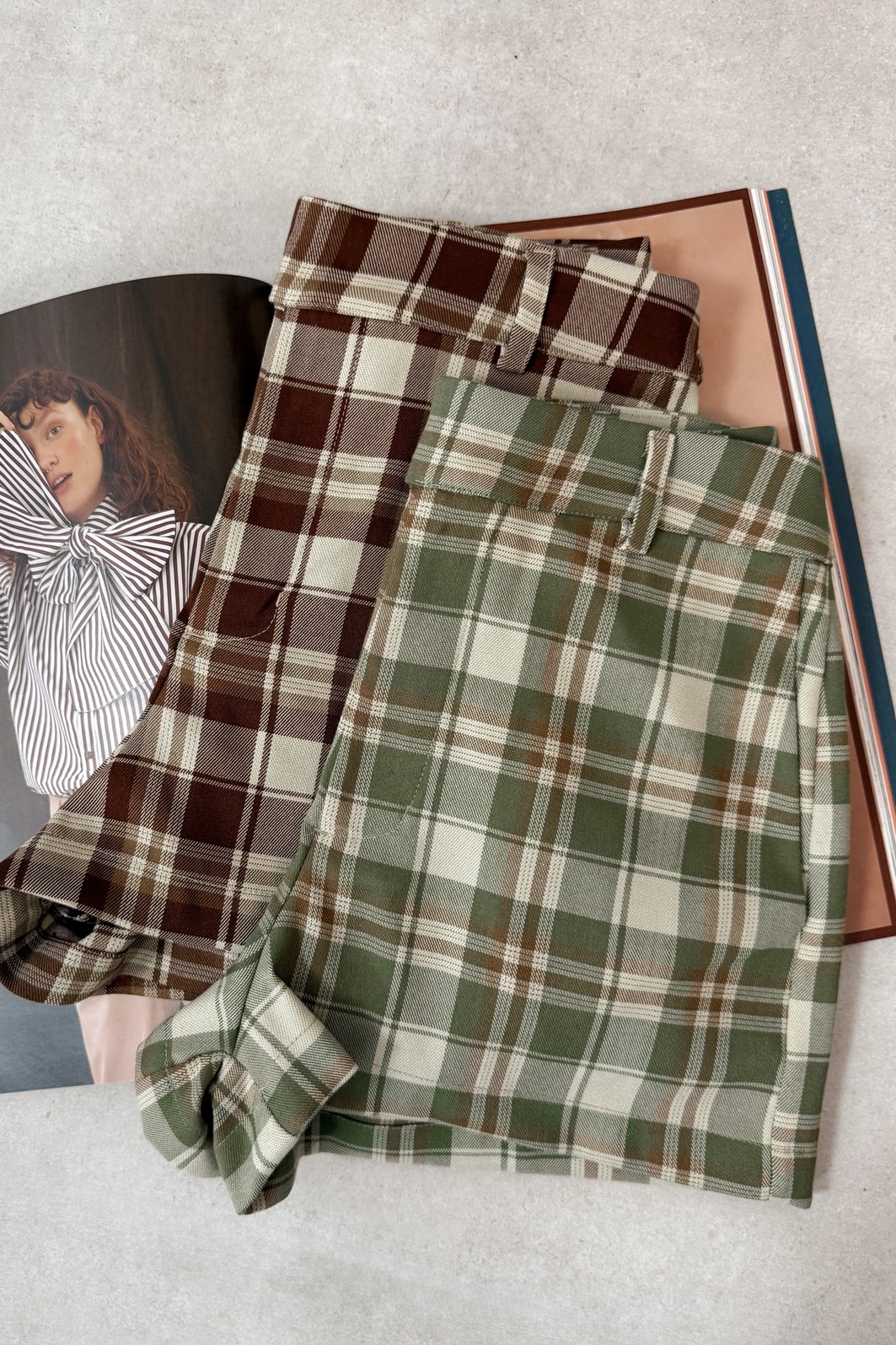 Shorts Xadrez Verde  Polianna - MiniMoni