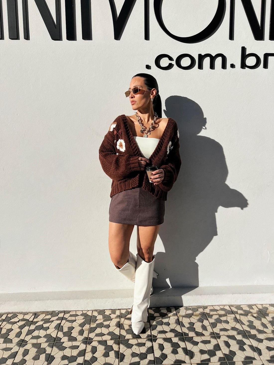 Cardigam  Cacau Floral Carlota - MiniMoni