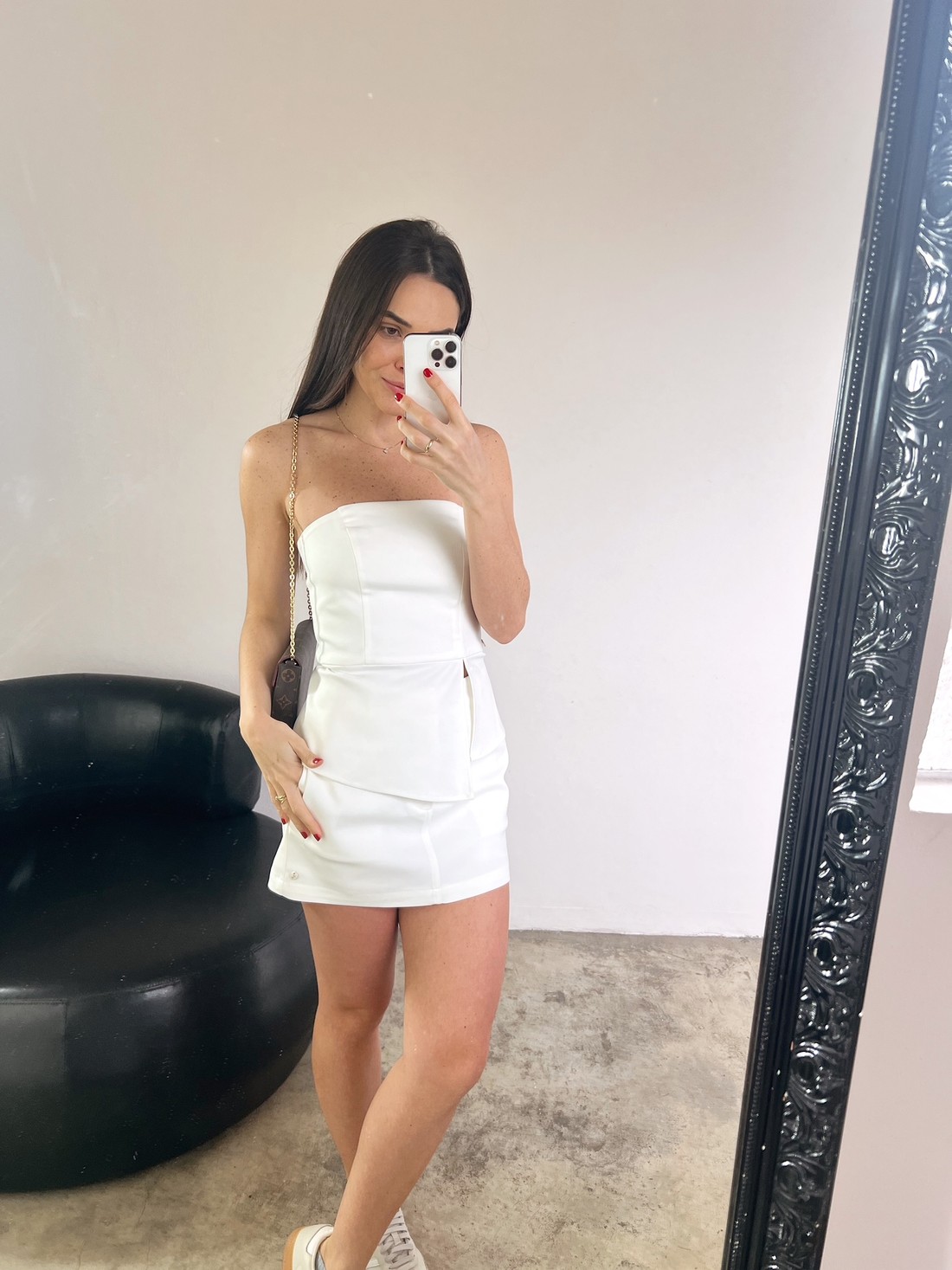 Shorts Saia Branco Margarida - Mini Moni