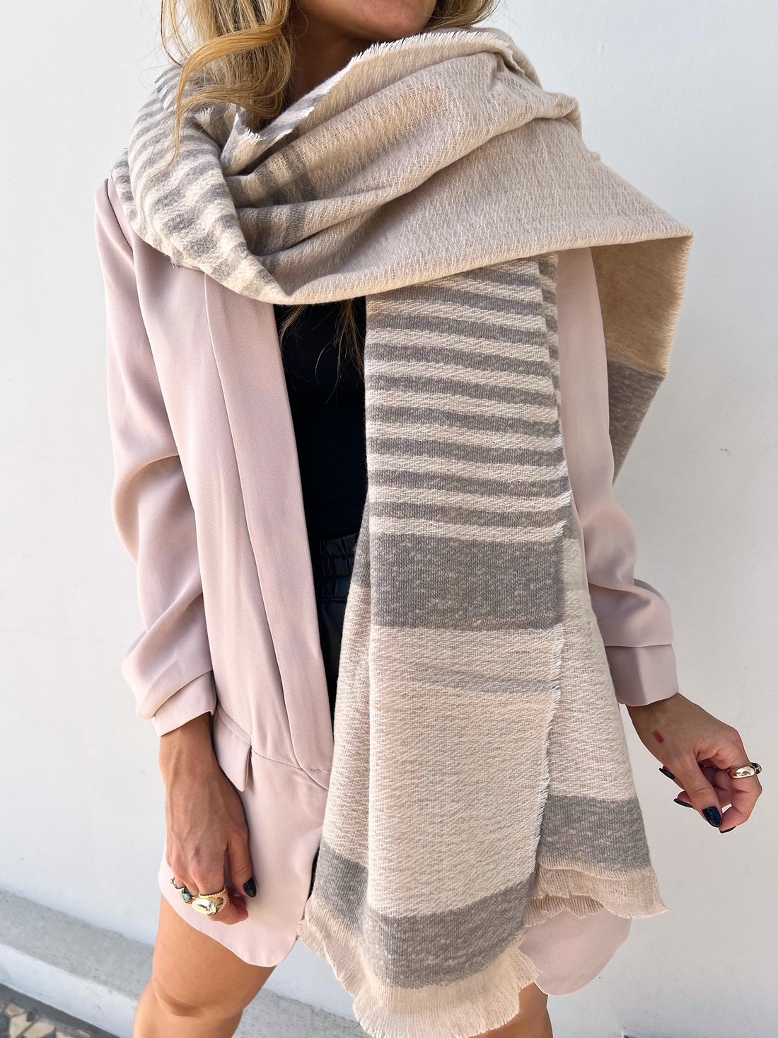 Cachecol Listra Cinza Cachecol Listra Cinza