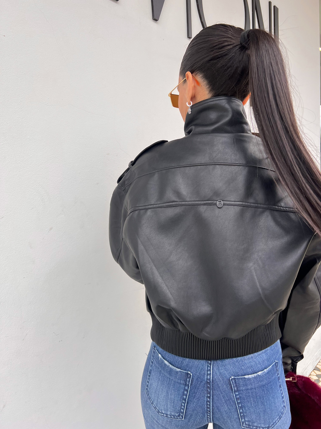 Jaqueta Couro Marrom Bomber - MiniMoni Jaqueta Couro Marrom Bomber - MiniMoni