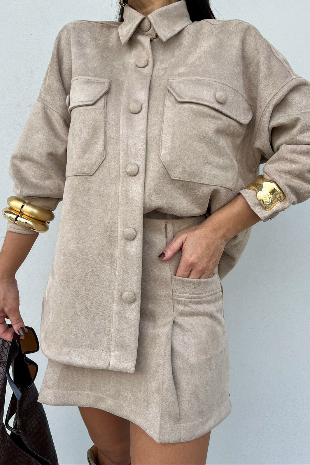 Saia de Camurça Yara Fendi - Mini Moni Saia de Camurça Yara Fendi - Mini Moni