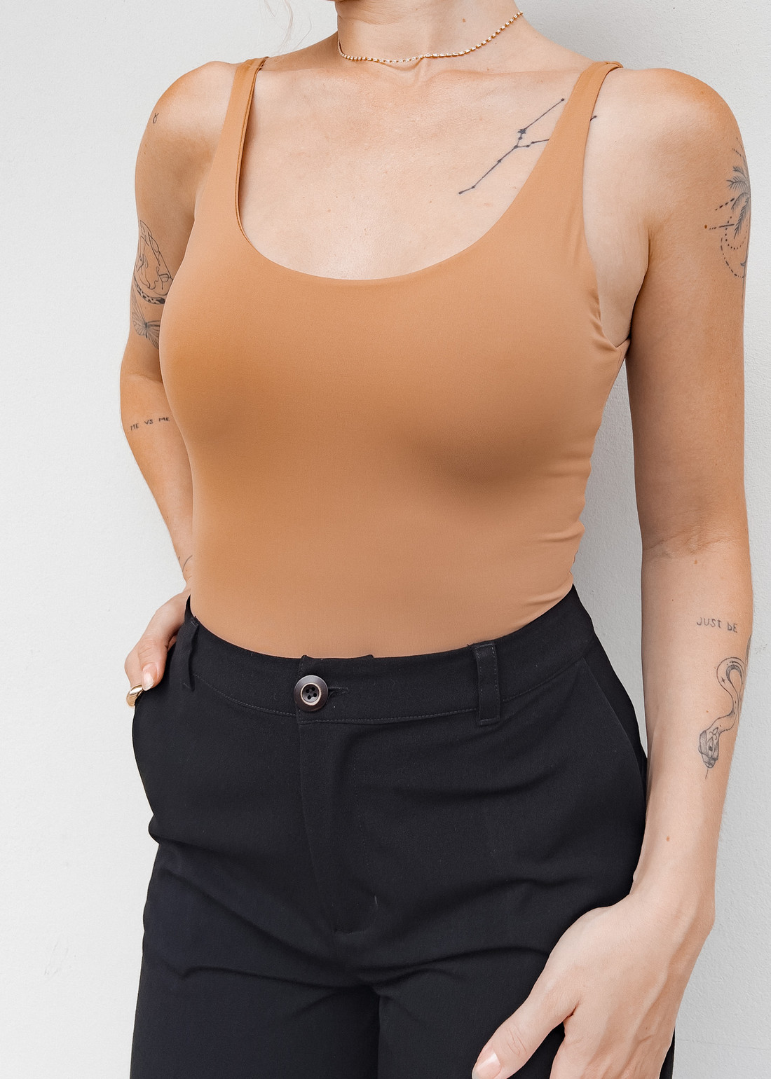 Body Básico De Alça Marrom Giovanna - Mini Moni