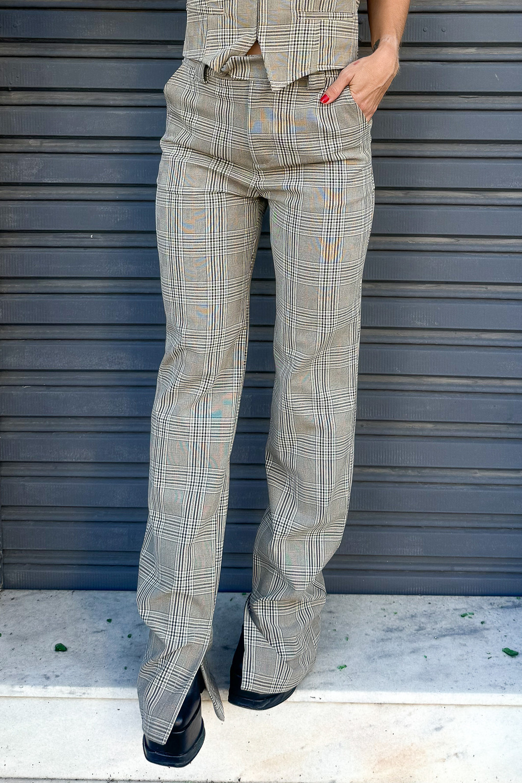 Calça de Alfaiataria Xadrez Fiorella - Mini Moni