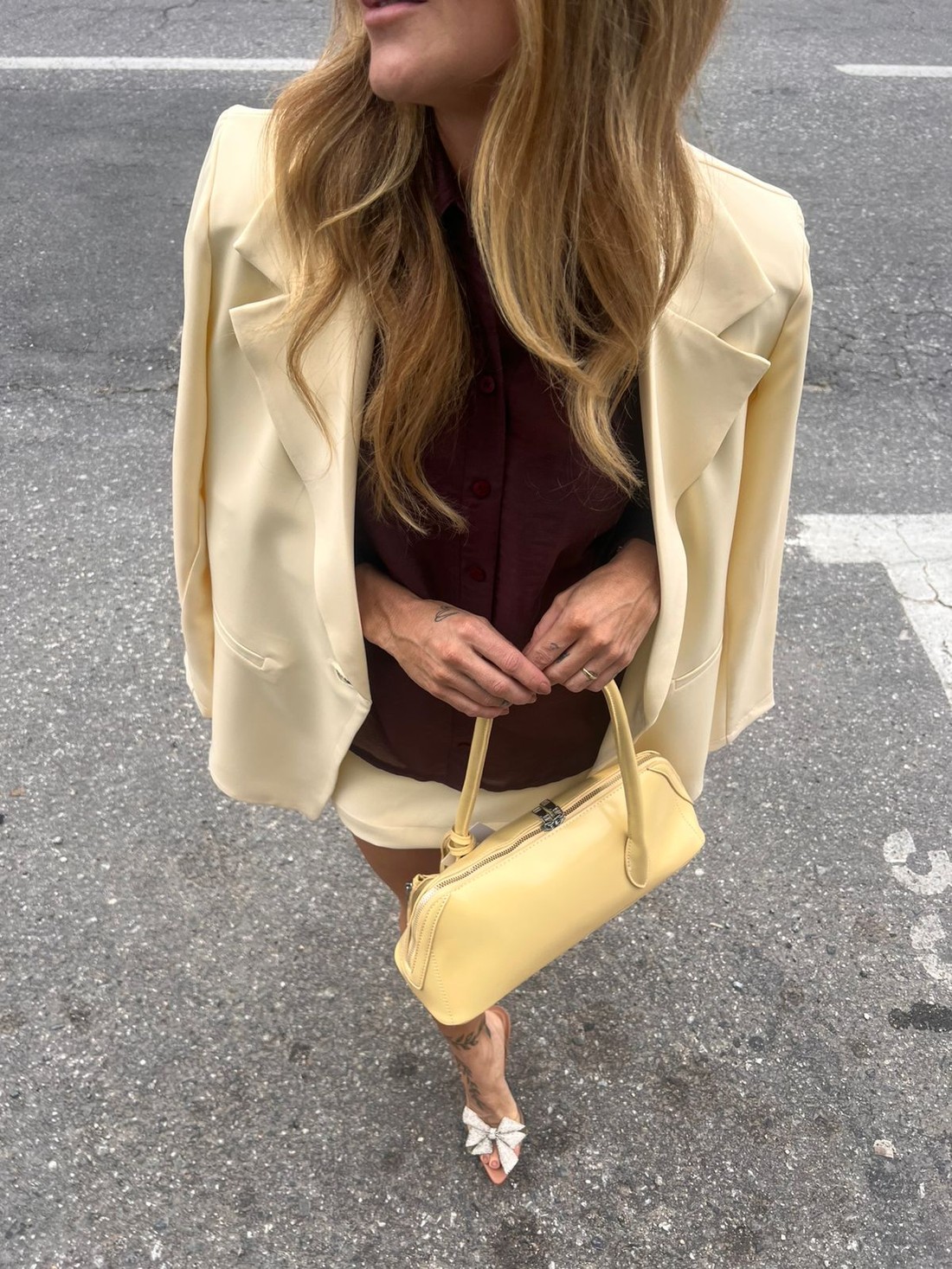 Shorts Saia Amarelo Manteiga  Paloma - MiniMoni
