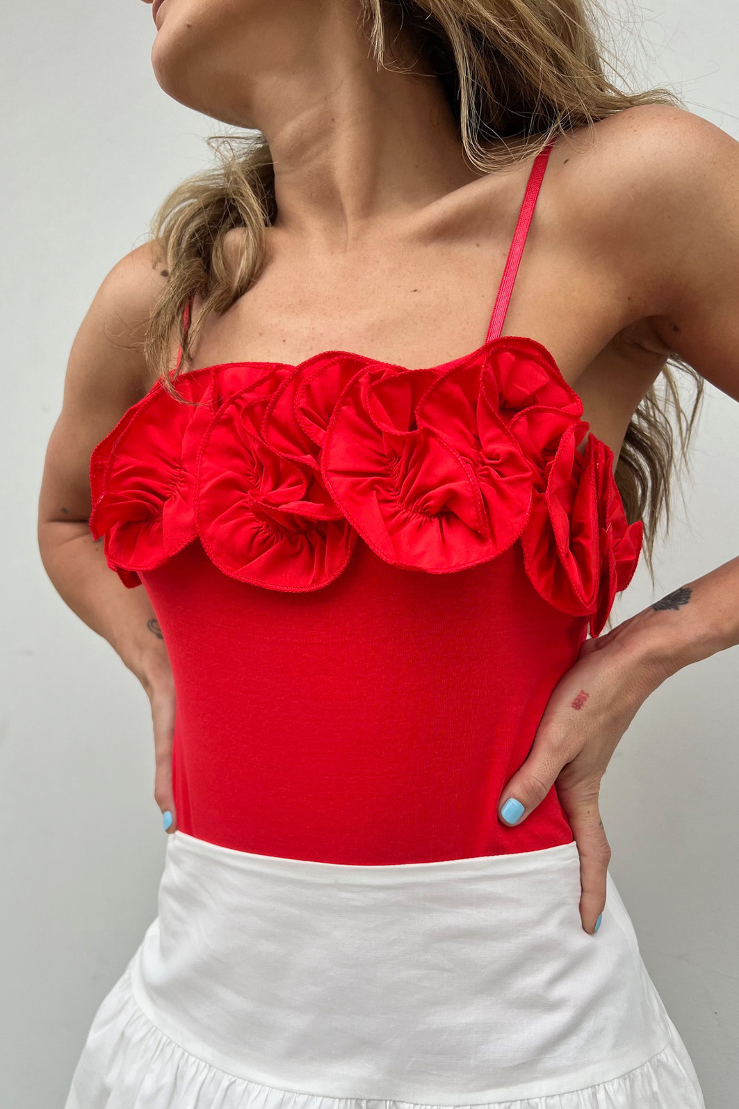 Body Feminino de Flor Rubro Jardim - Mini Moni