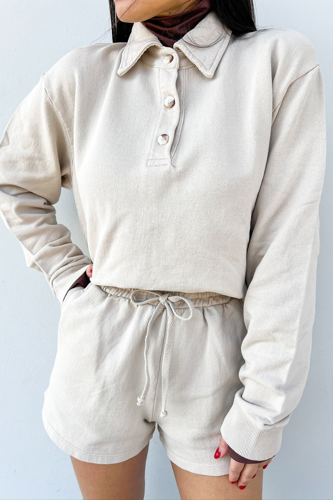 Shorts de Moletom Marcela Bege - Mini Moni