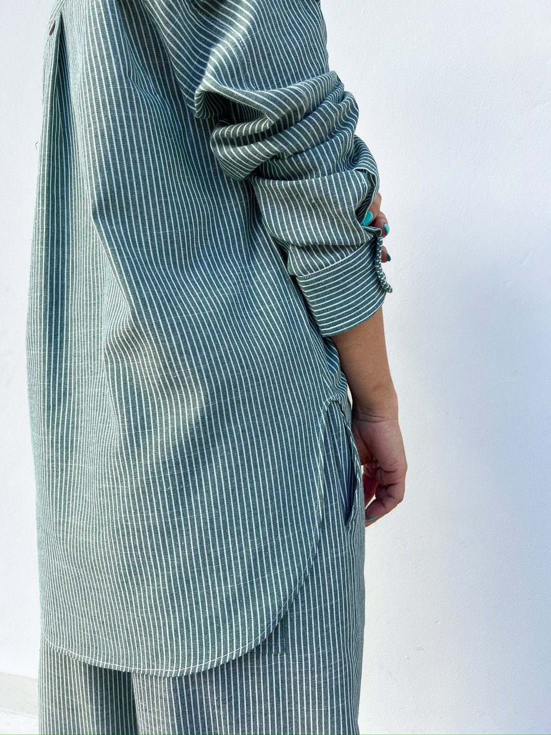 Camisa de Listras Verde Camille - MiniMoni