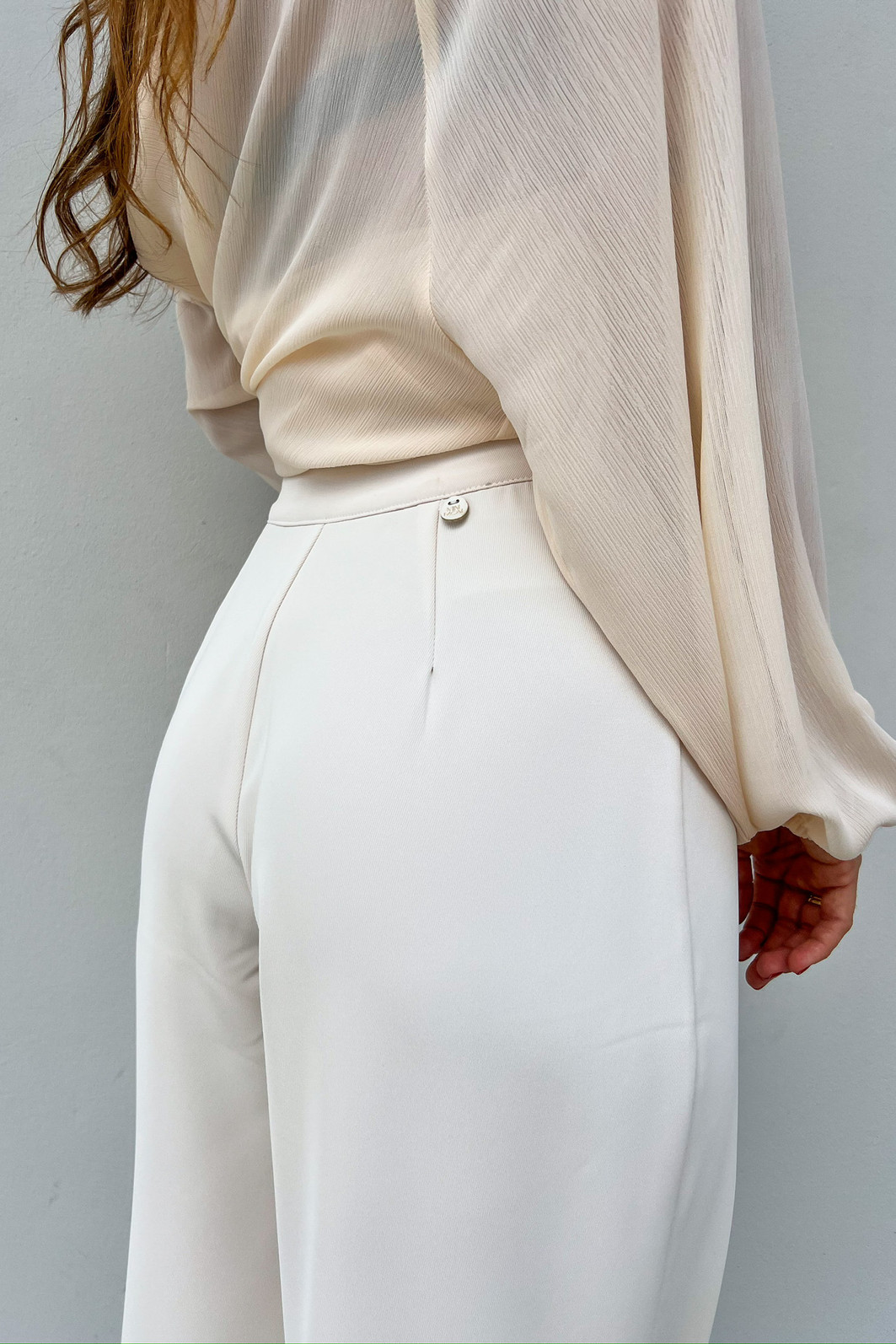 Calça de Alfaiataria Pantalona Lorena Bege - Mini Moni