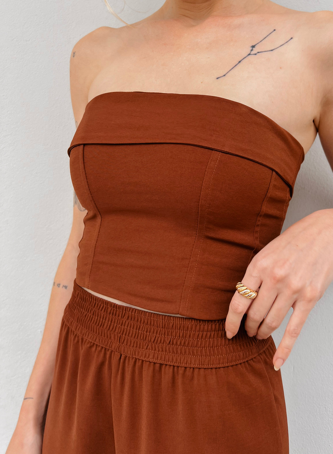 Top Corset Tomara Que Caia Carvalho Mel - Mini Moni