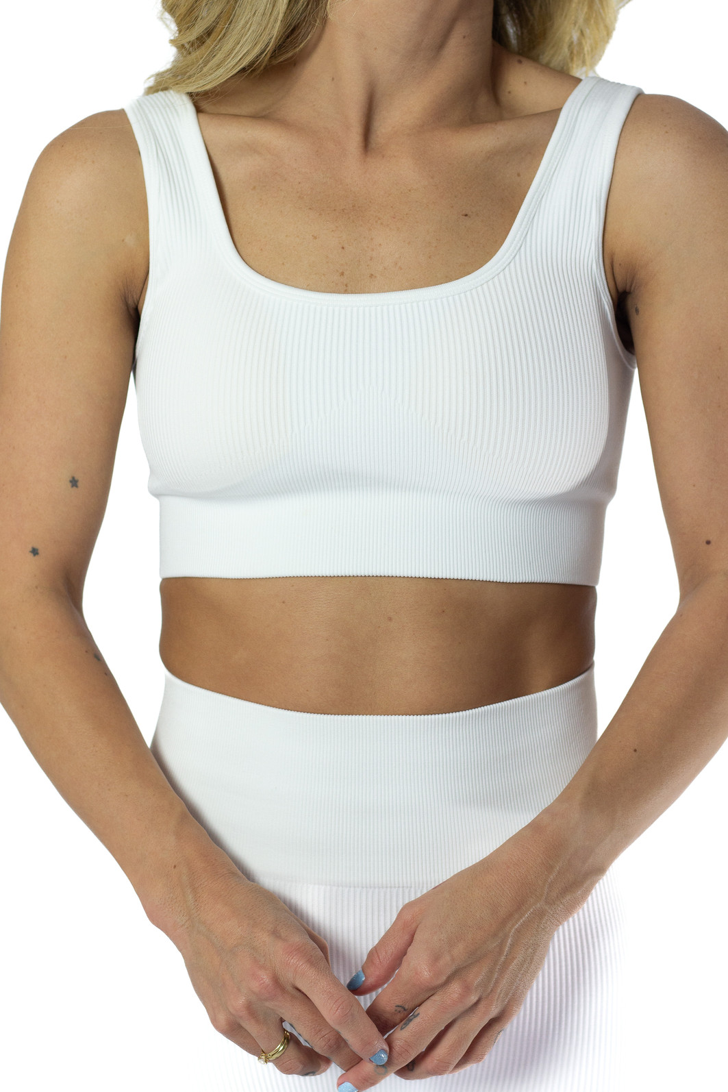 top fit branco sem costura branco com bojo 