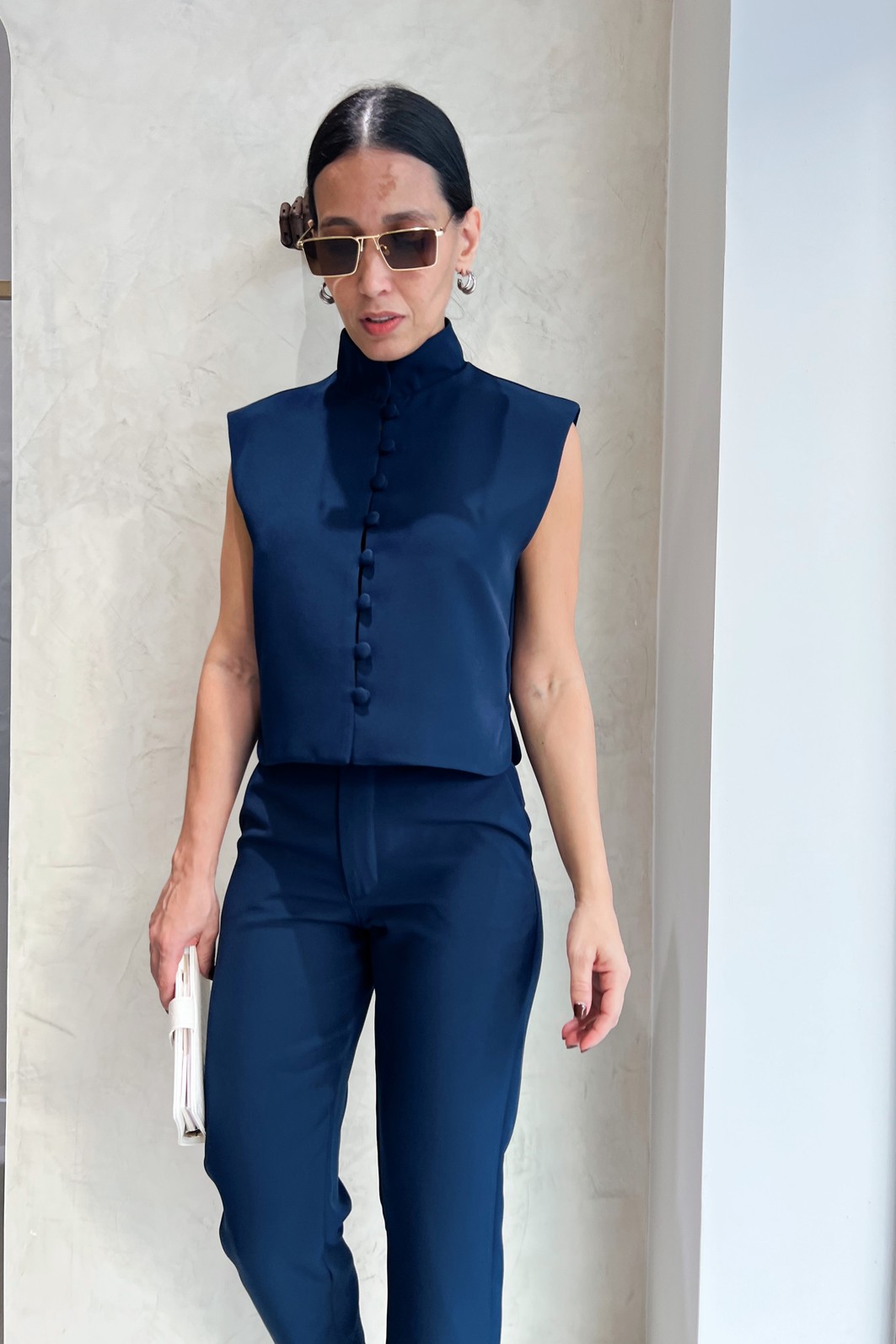 Calça Alfaiataria Azul Marinho Isadora - MiniMoni