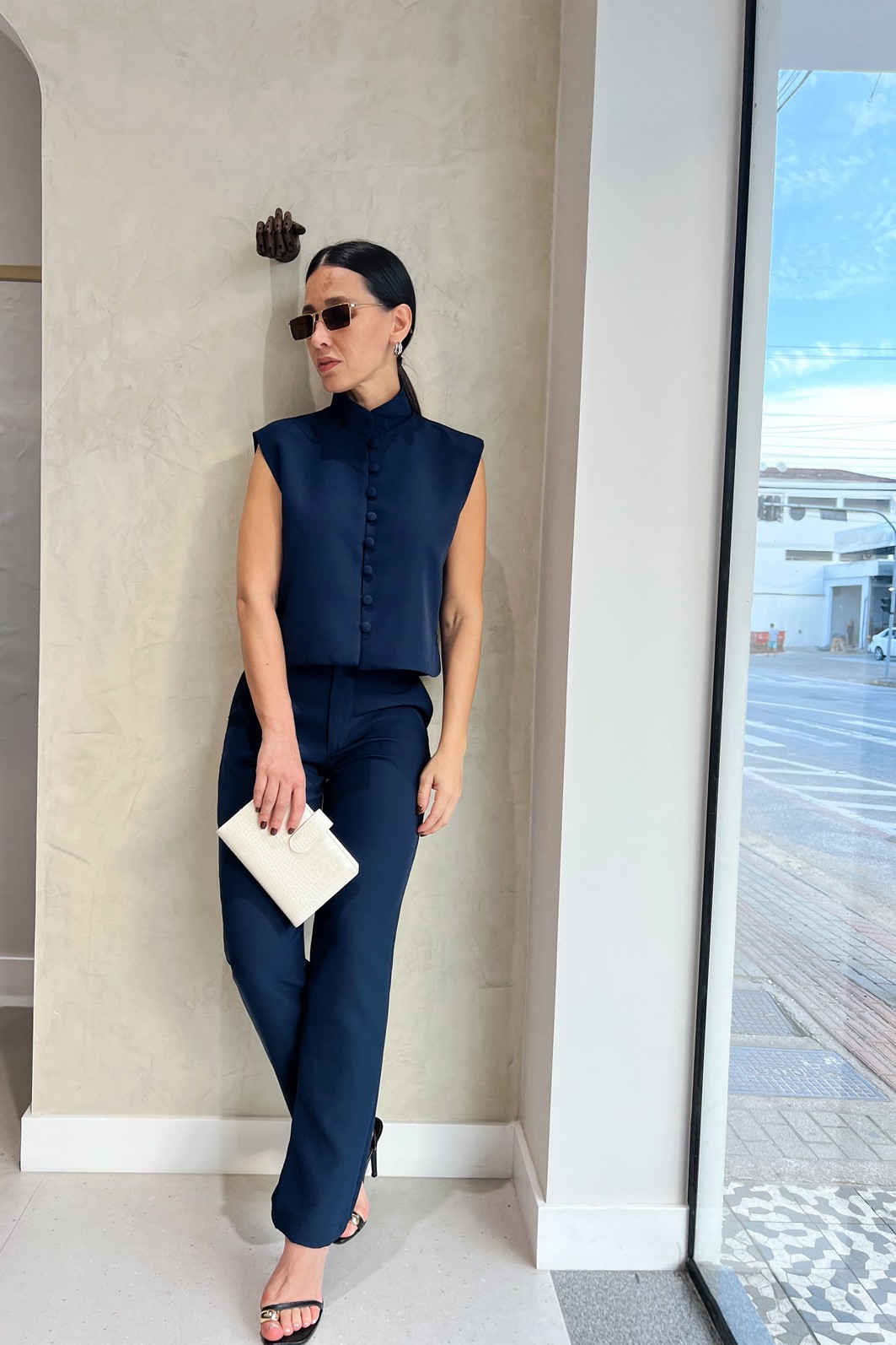 Calça Alfaiataria Azul Marinho Isadora - MiniMoni