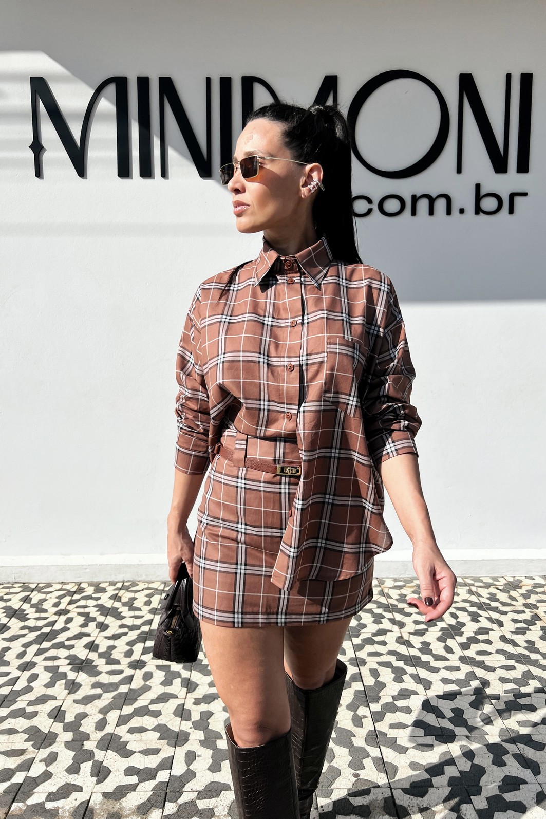 Shorts Saia Xadrez  Burberry Sienna - MiniMoni