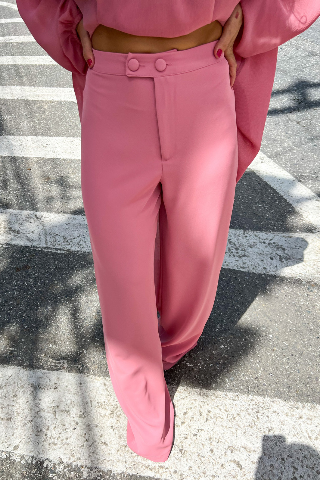 Calça de Alfaiataria Pantalona Lorena Rosa - Mini Moni