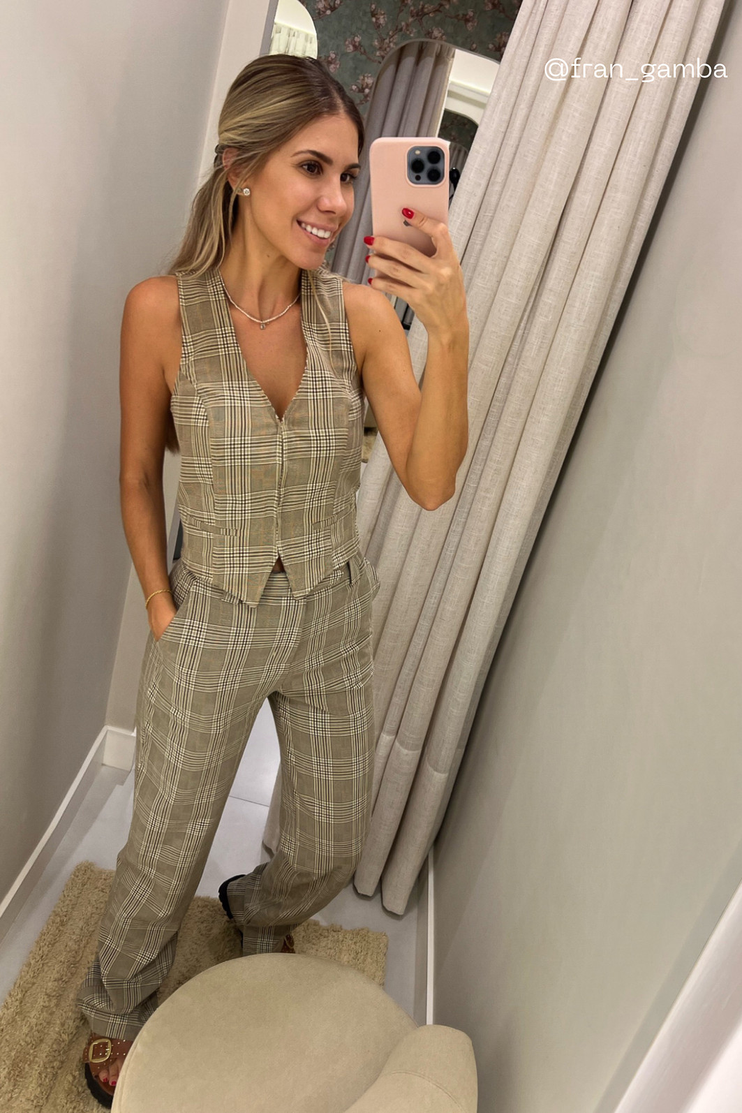 Calça de Alfaiataria Xadrez Fiorella - Mini Moni