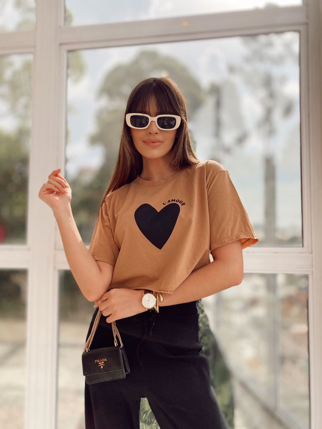 Cropped Coração L'amour Camel