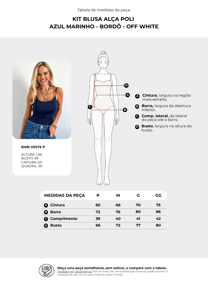 Kit Essenciais | Blusas Alça Poli Azul Marinho - Bordô - Off White Kit Essenciais | Blusas Alça Poli Azul Marinho - Bordô - Off White