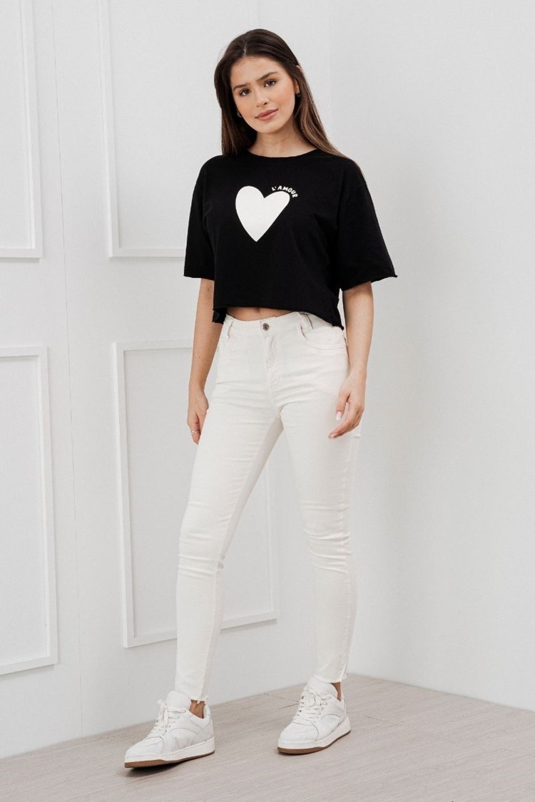Cropped Coração L'amour Preto Cropped Coração L'amour Preto