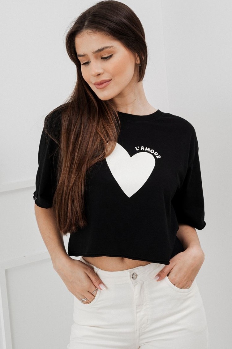 Cropped Coração L'amour Preto Cropped Coração L'amour Preto