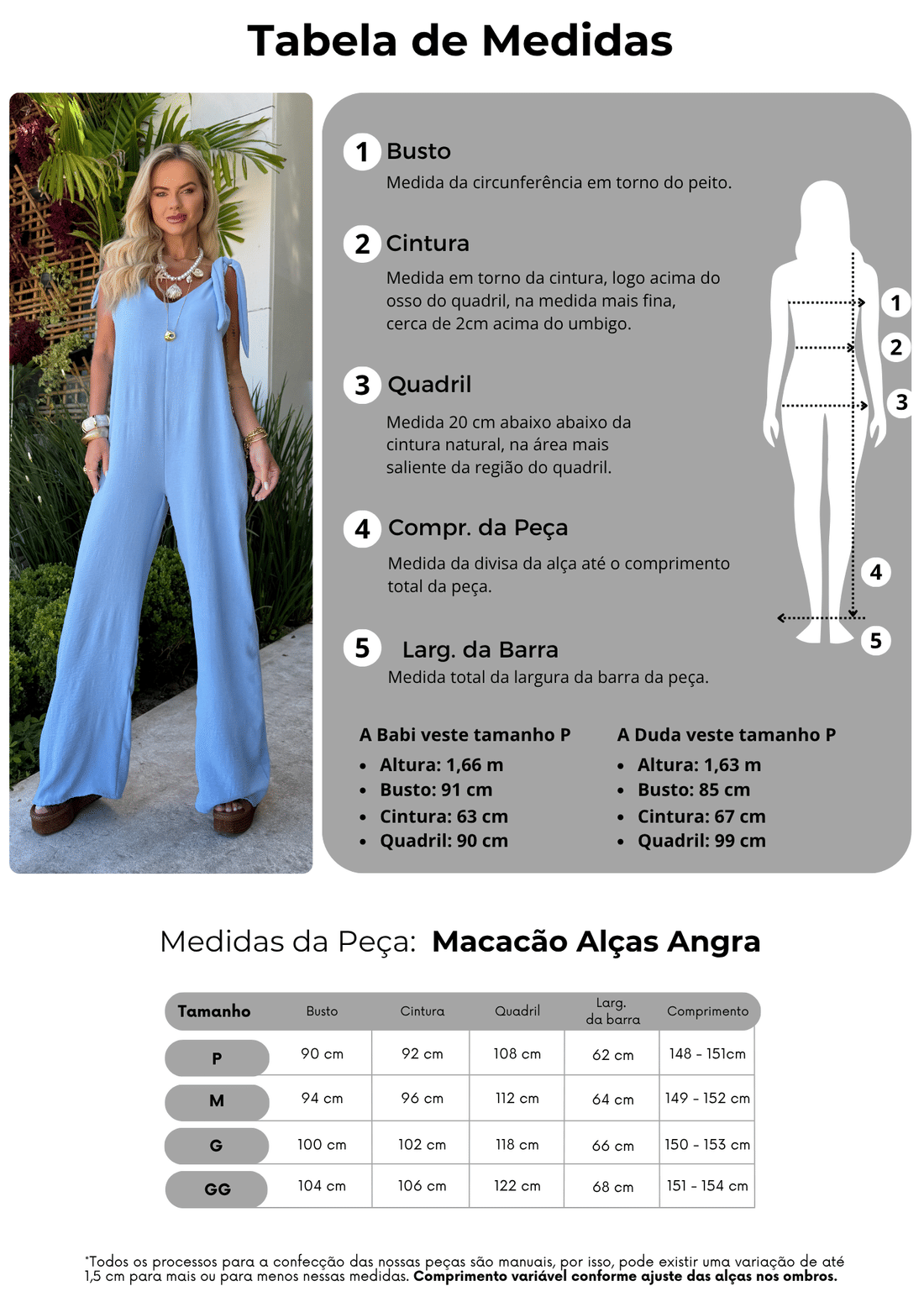 Macacão Alças Angra Azul Claro A.M.Ô Brand - As melhores peças com