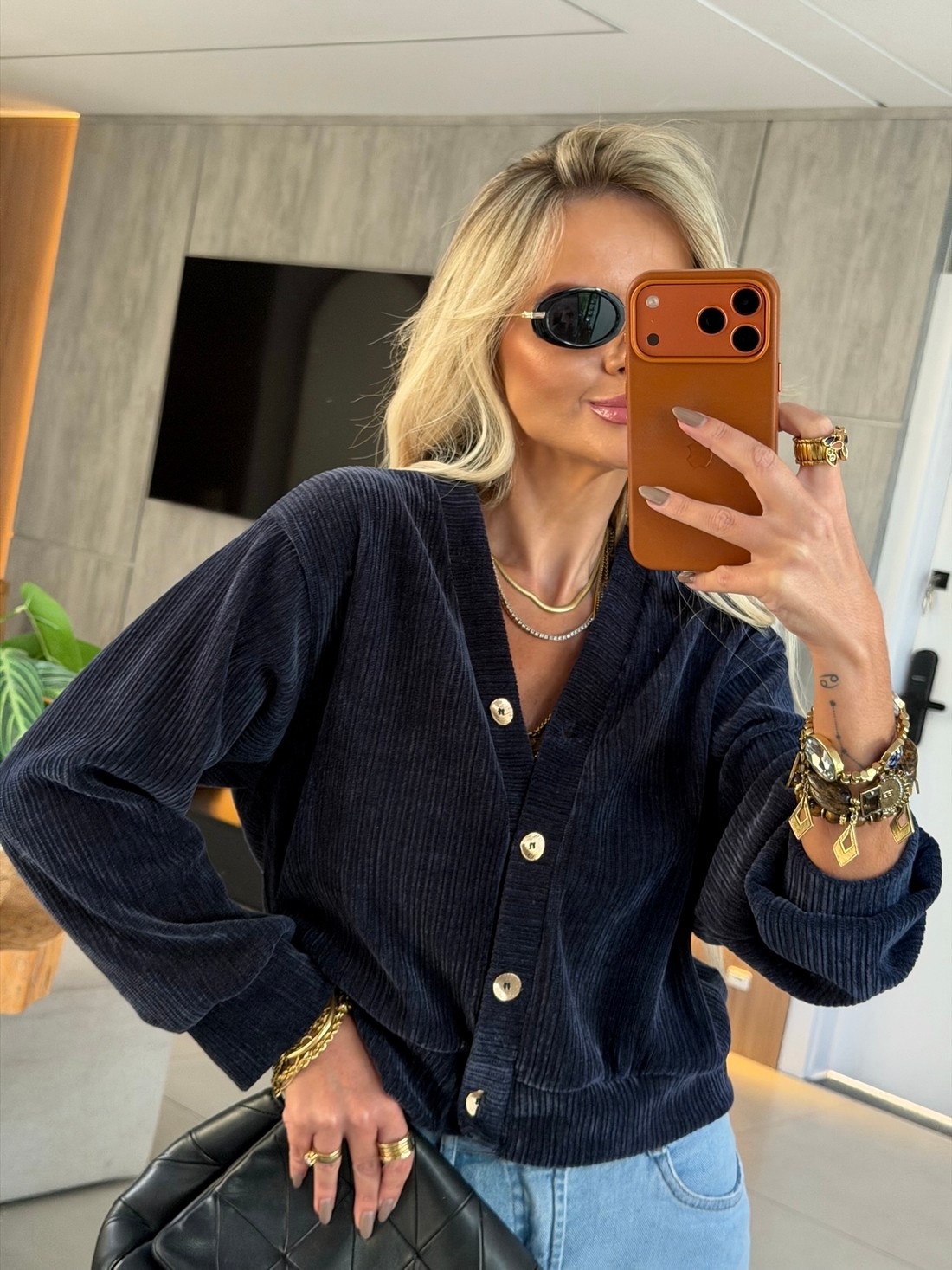 Cardigan Tricot Ushuaia Azul Marinho – AMÔ Brand