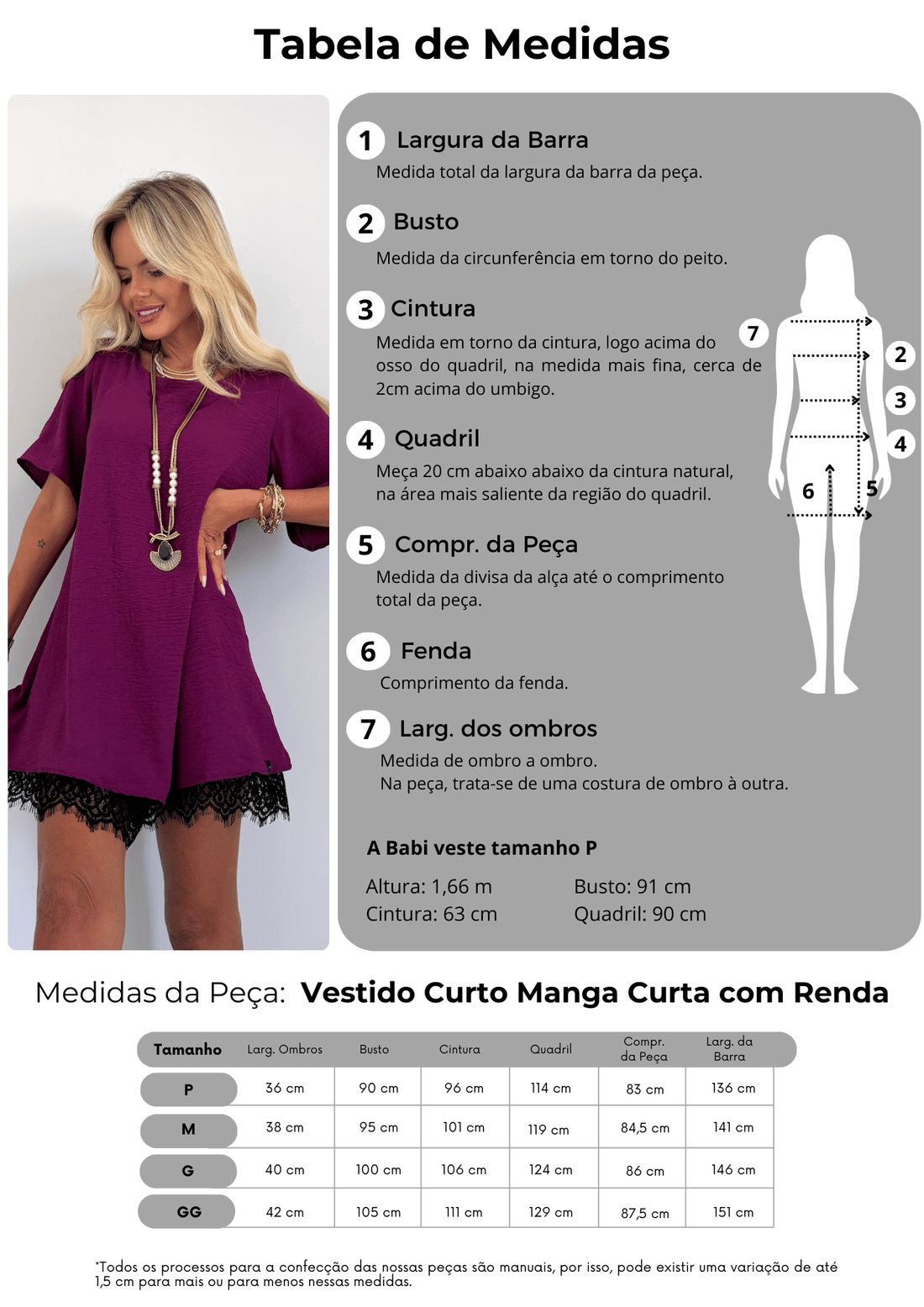 Vestido Curto Manga Curta Com Renda New Bordô