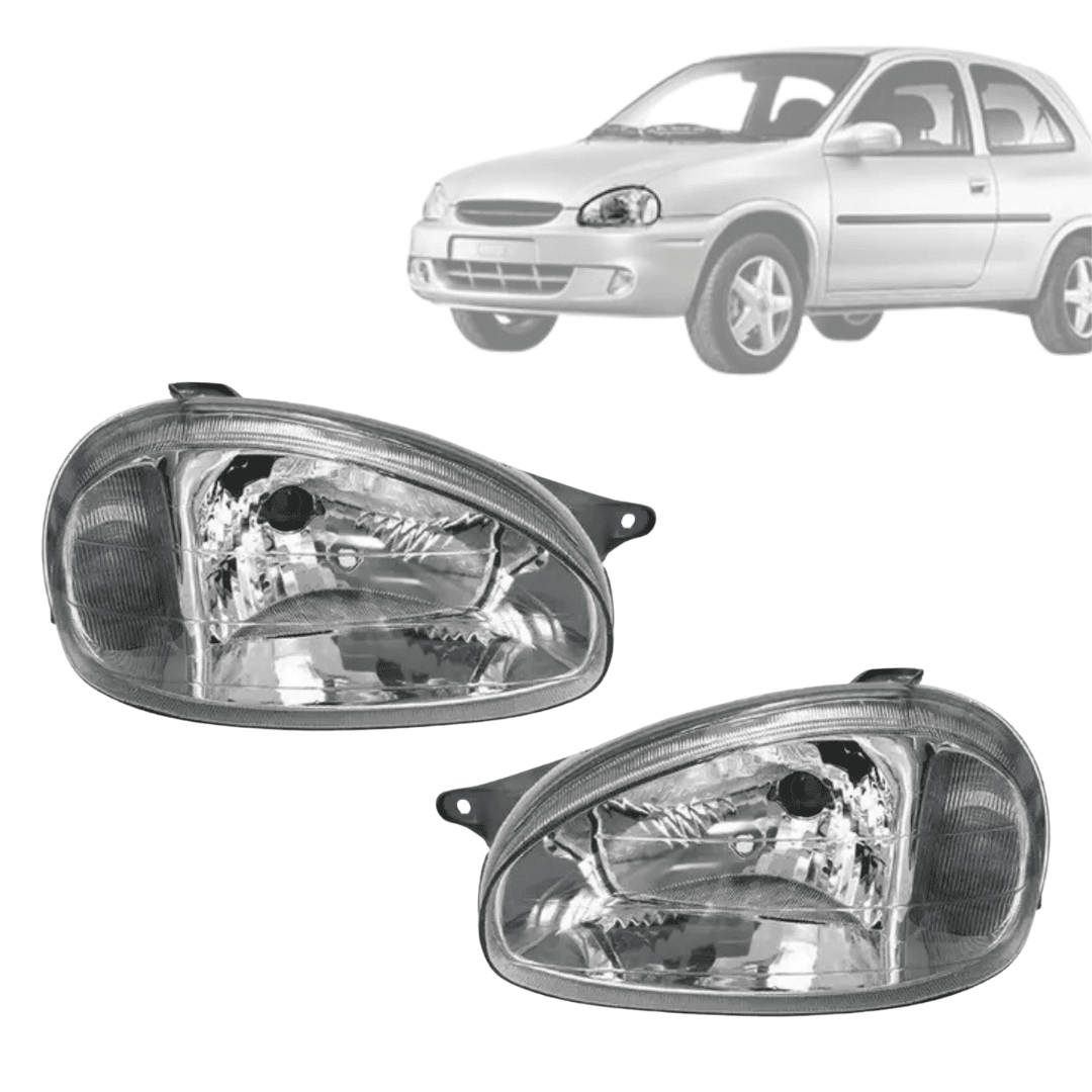 Par Farol Corsa Wind 1994 a 2009 Cromado Lente Raiada Par Farol Corsa Wind 1994 a 2009 Cromado Lente Raiada