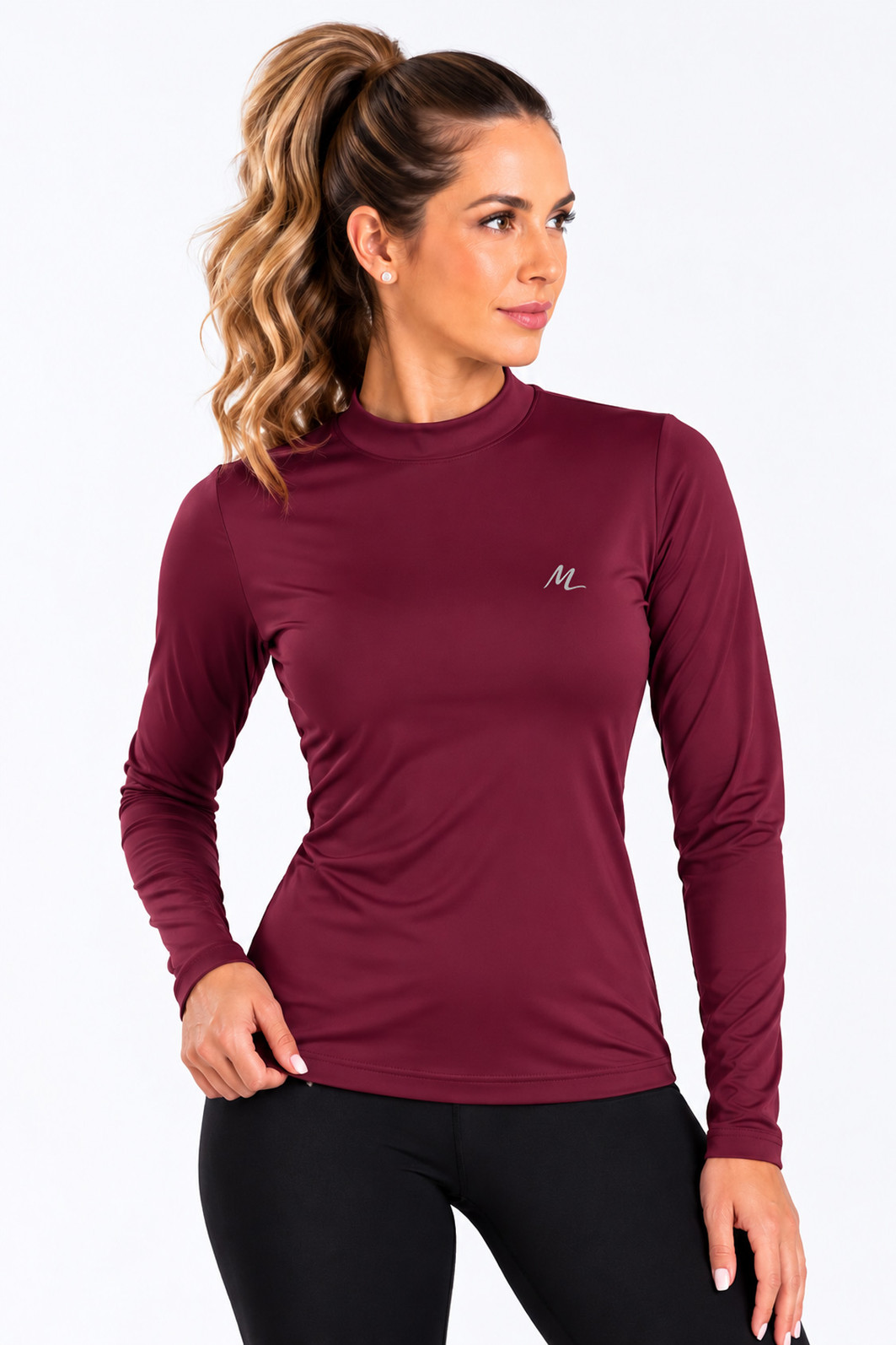 Camiseta Térmica Manga Longa Feminina Peluciada Bordo