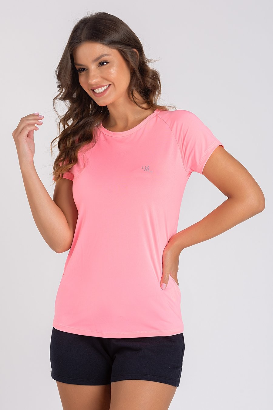 Camiseta Feminina UV Dry Manga Curta Raglan CORAL NEON Camiseta Feminina UV Dry Manga Curta Raglan CORAL NEON