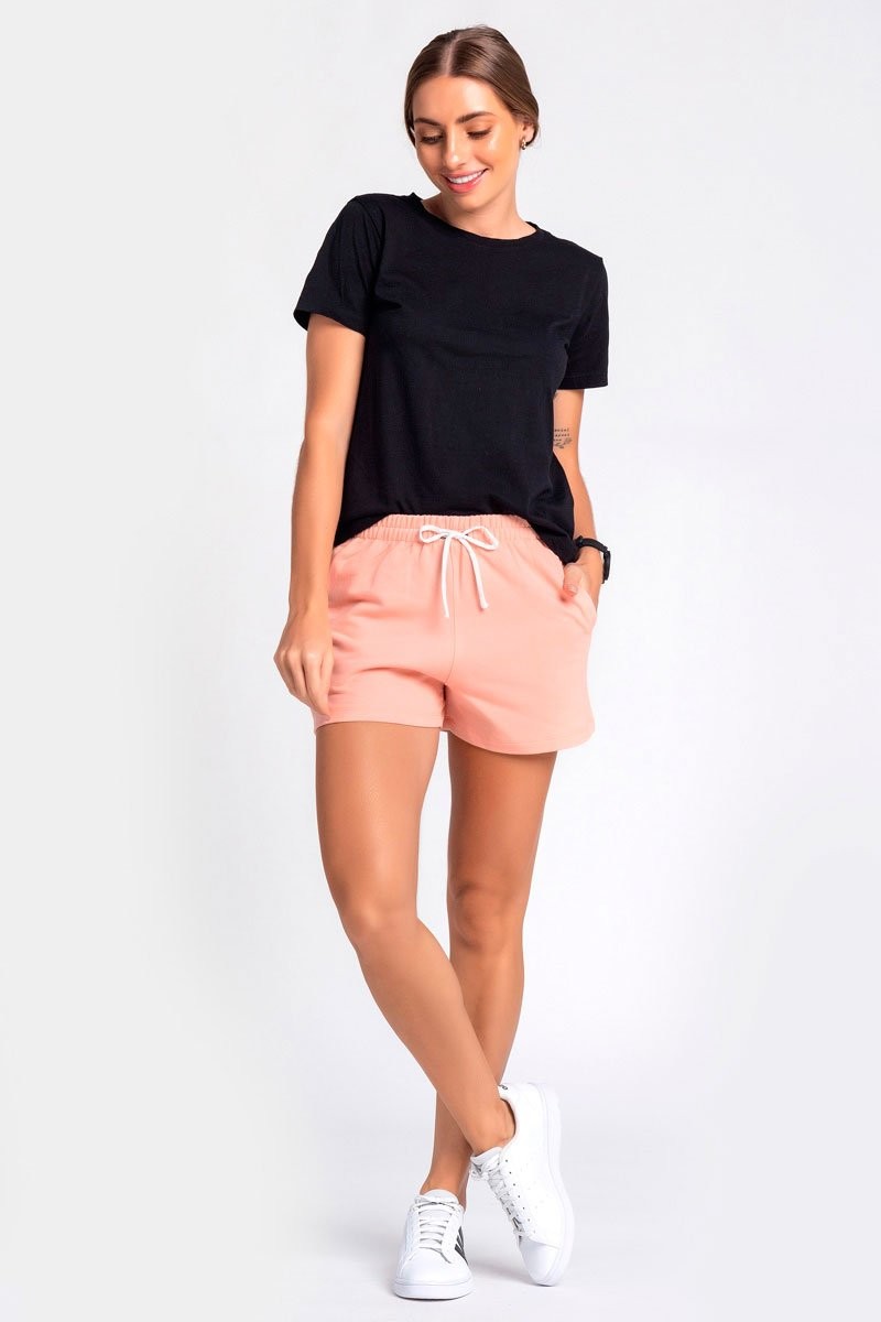 Short de Moletom Feminino Runner Larel Salmão Short de Moletom Feminino Runner Larel Salmão
