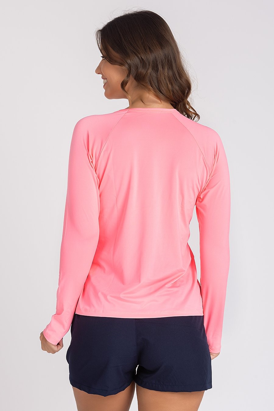 Camiseta Feminina UV Dry Manga Longa Raglan CORAL NEON Camiseta Feminina UV Dry Manga Longa Raglan CORAL NEON