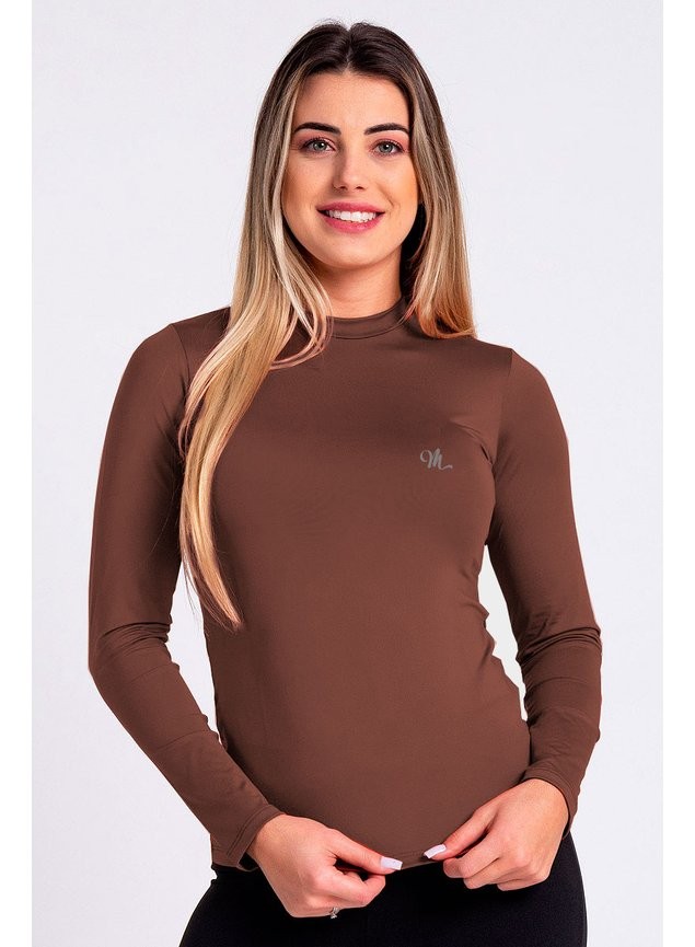 Camiseta Térmica Manga Longa Feminina Peluciada Marrom Camiseta Térmica Manga Longa Feminina Peluciada Marrom